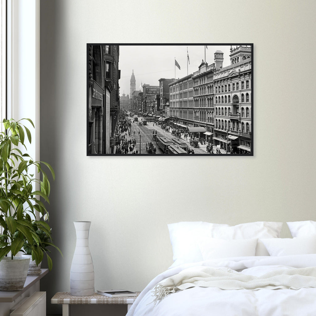 Philadelphia, Pennsylvania 1904 - Market Street - wooden framed posters