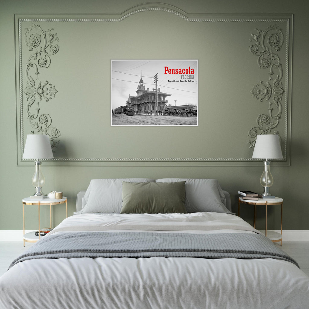 Pensacola, Florida, 1900 – Louisville and Nashville Railway Station - wooden framed posters