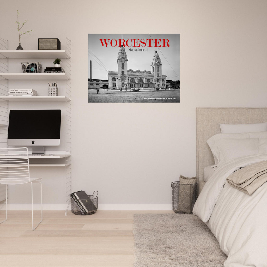 Worcester, Massachusetts - The second Union Station 1911 - Premium Matte Paper Poster