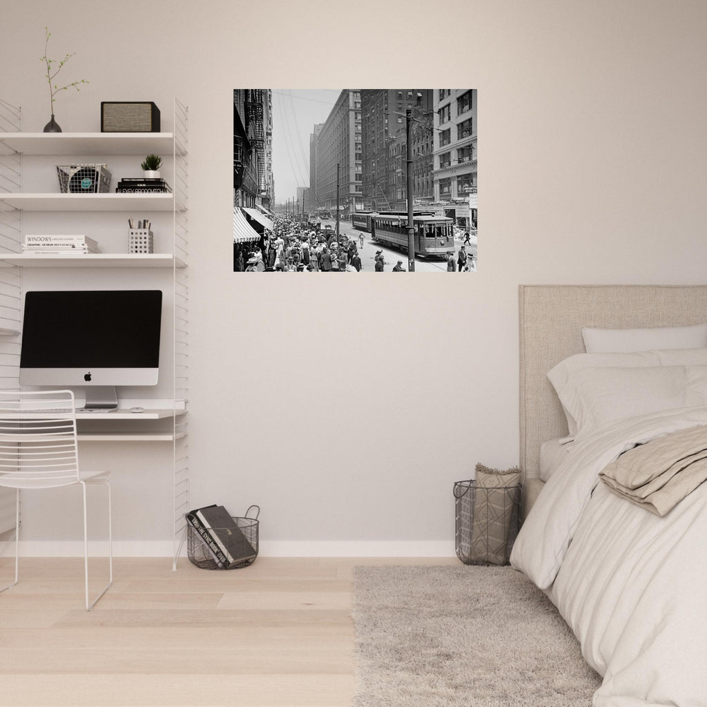 Chicago  - The busy crowd on State Street 1910 - Premium Matte Paper Poster