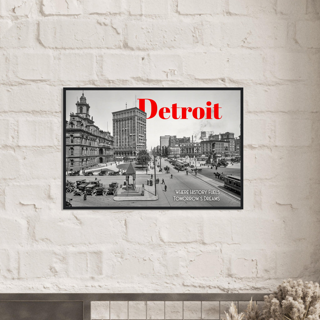 Detroit Campus Martius 1912 - wooden framed poster