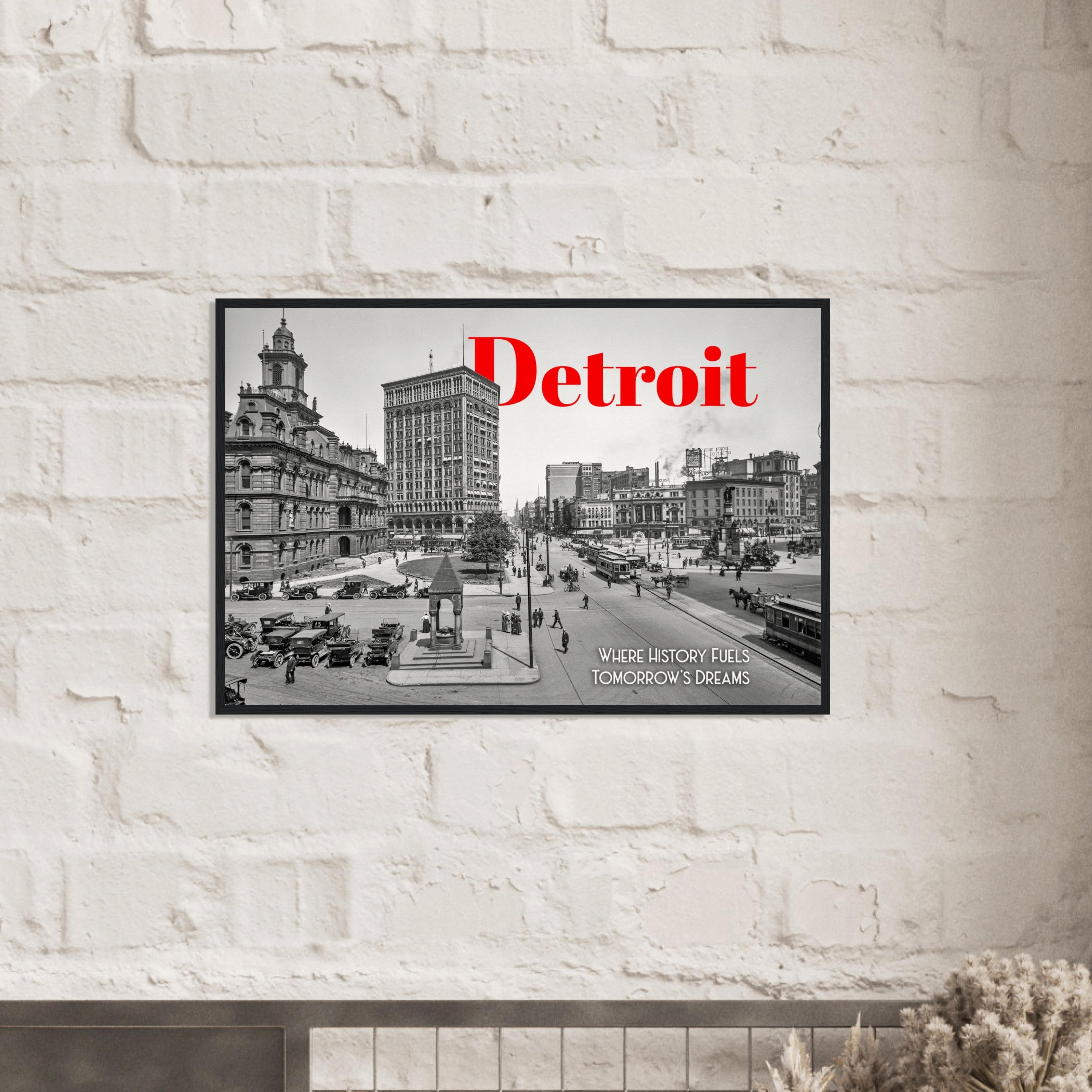 Detroit Campus Martius 1912 - wooden framed poster