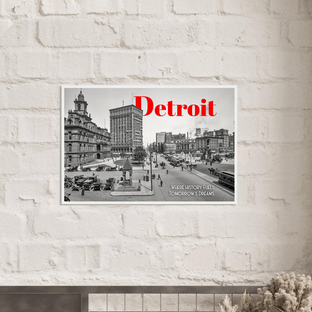 Detroit Campus Martius 1912 - wooden framed poster
