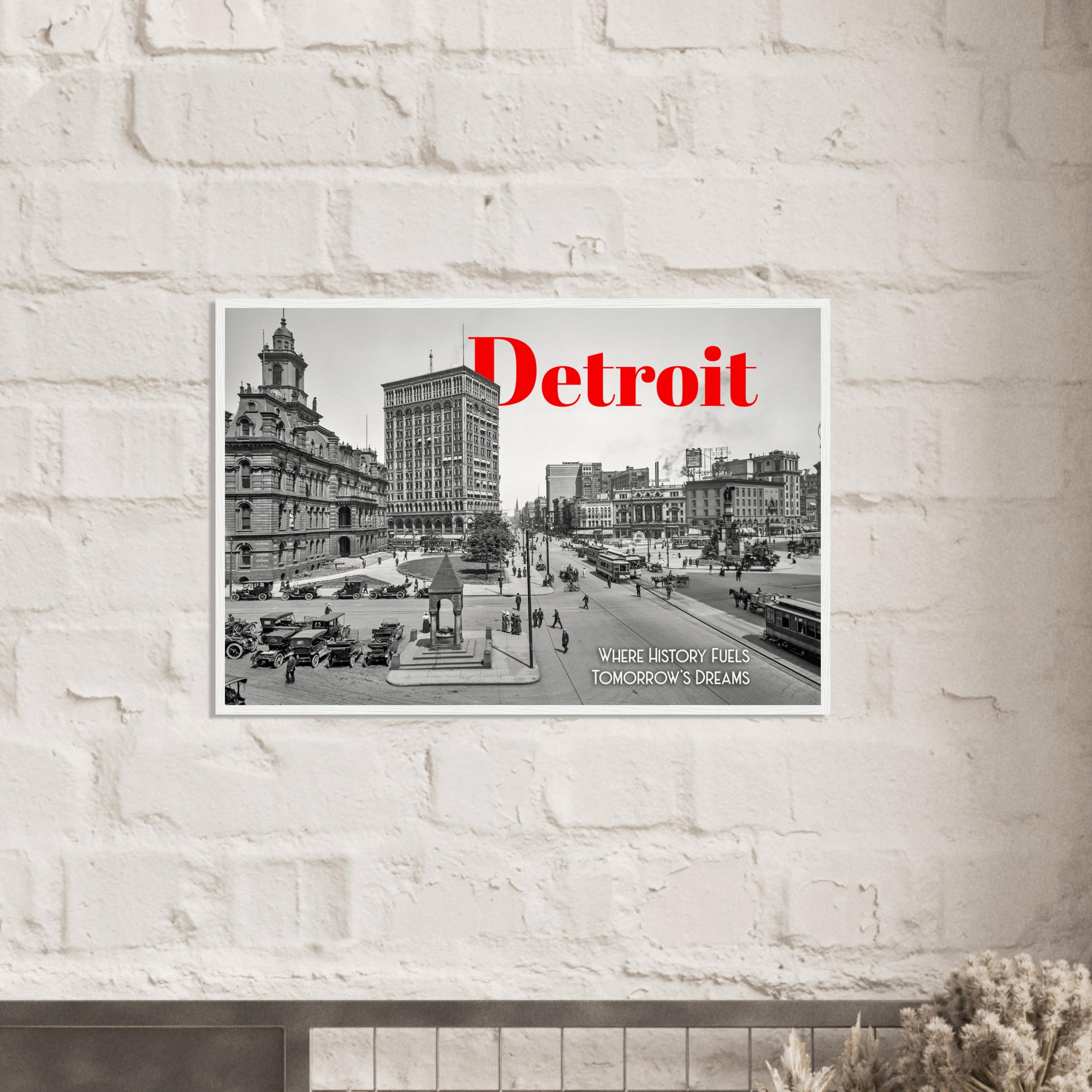 Detroit Campus Martius 1912 - wooden framed poster