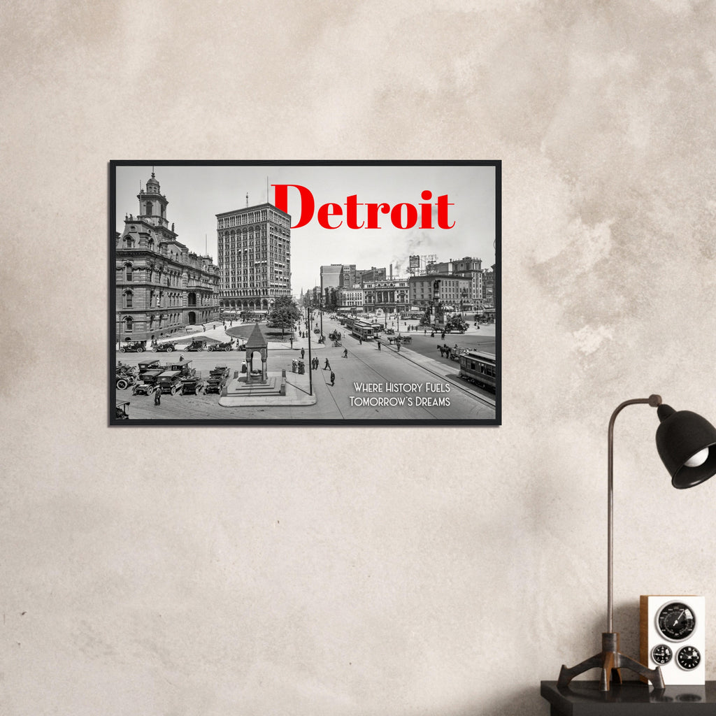 Detroit Campus Martius 1912 - wooden framed poster