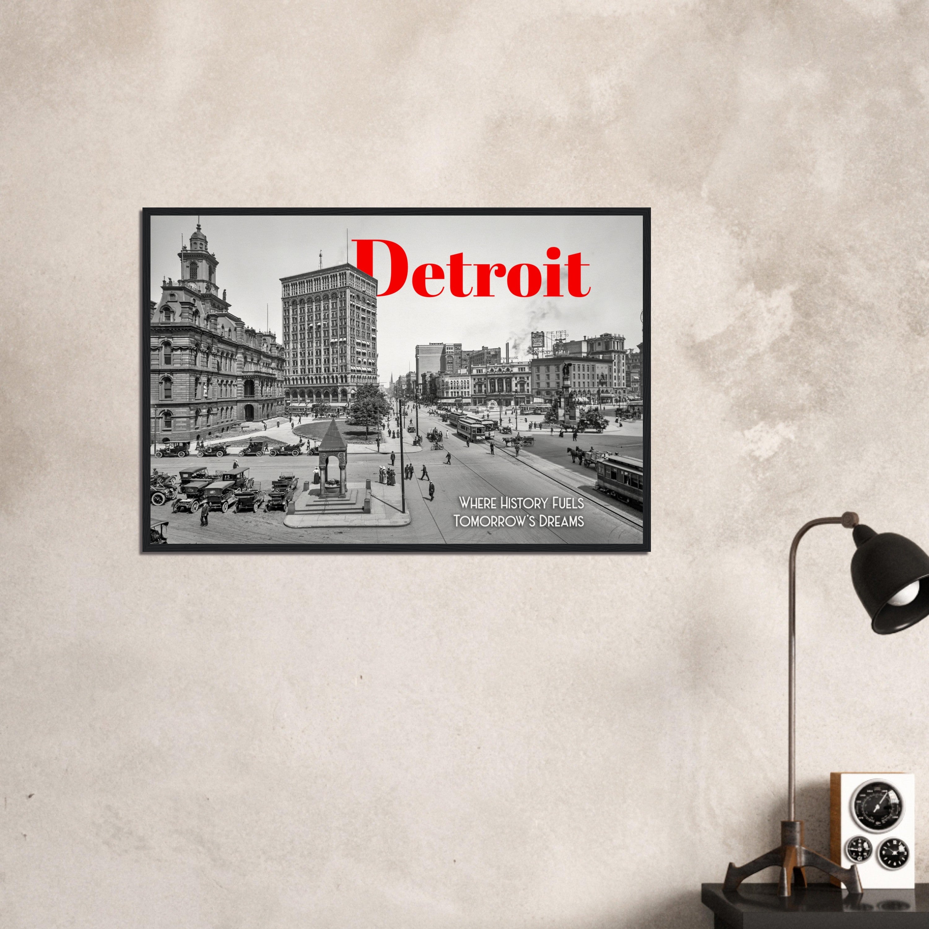 Detroit Campus Martius 1912 - wooden framed poster