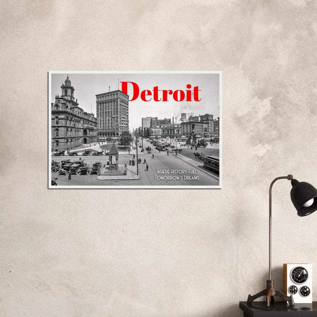 Detroit Campus Martius 1912 - wooden framed poster