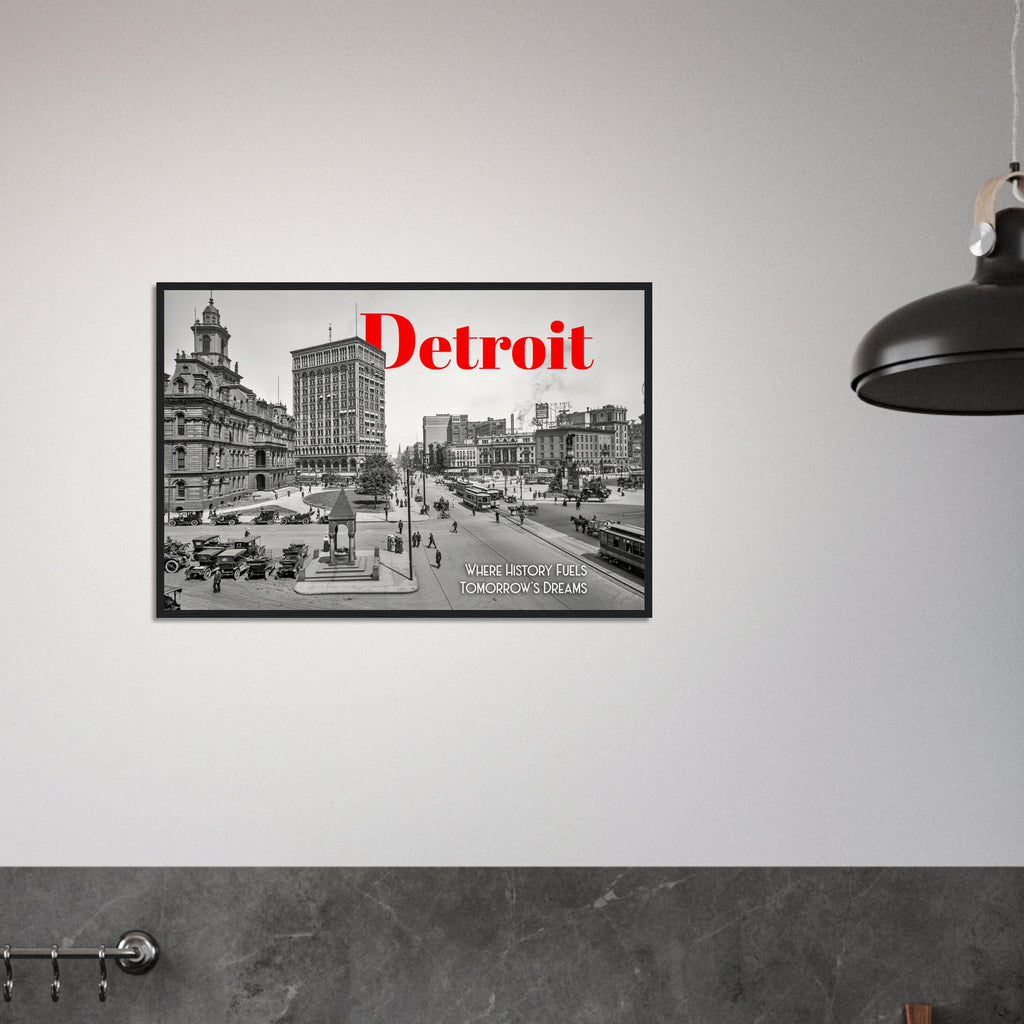 Detroit Campus Martius 1912 - wooden framed poster
