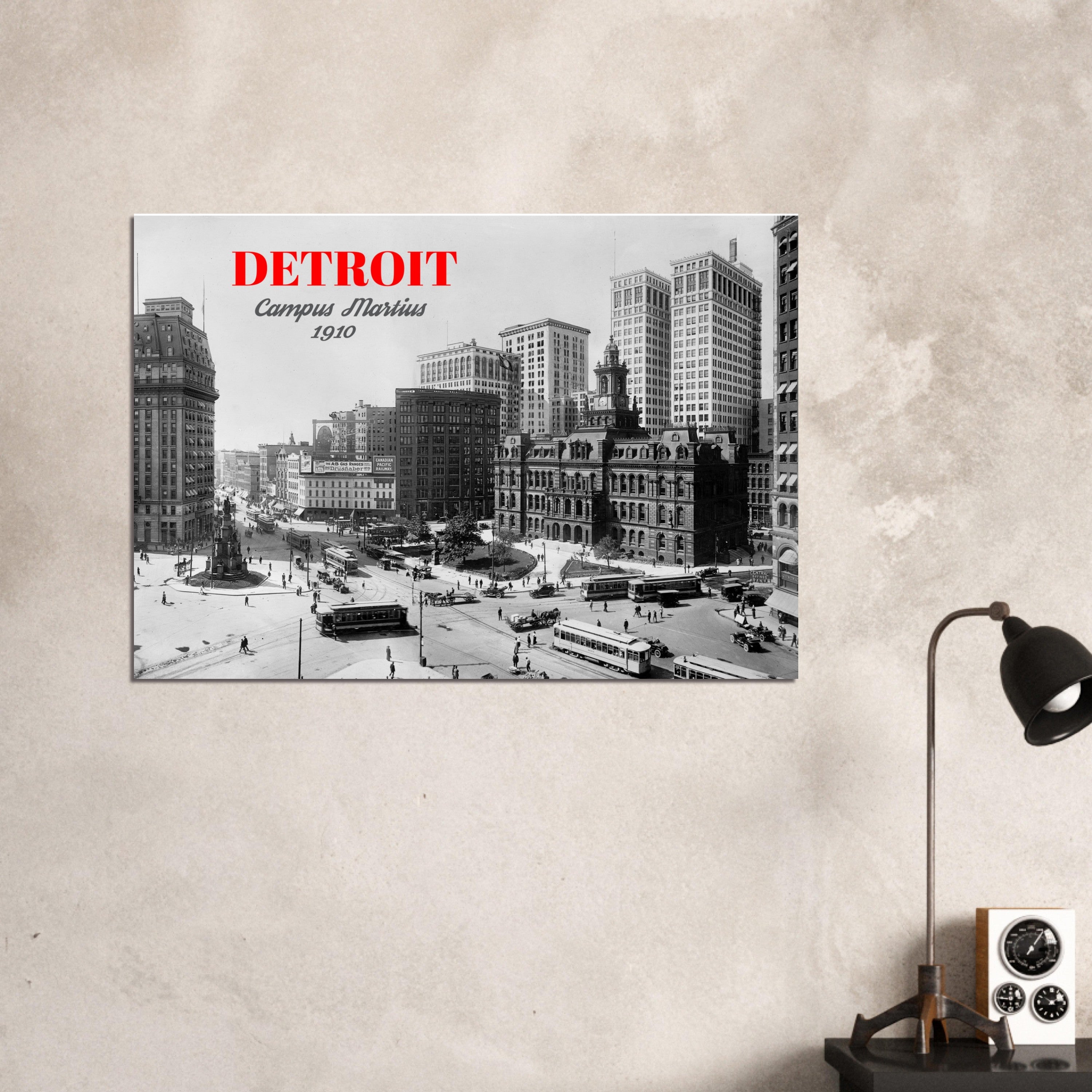 Detroit Campus Martius 1910 - historical poster - premium matte paper