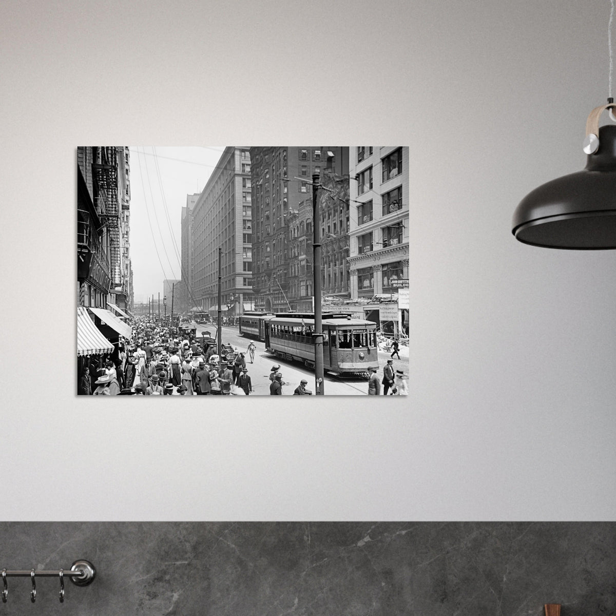 Chicago  - The busy crowd on State Street 1910 - Premium Matte Paper Poster