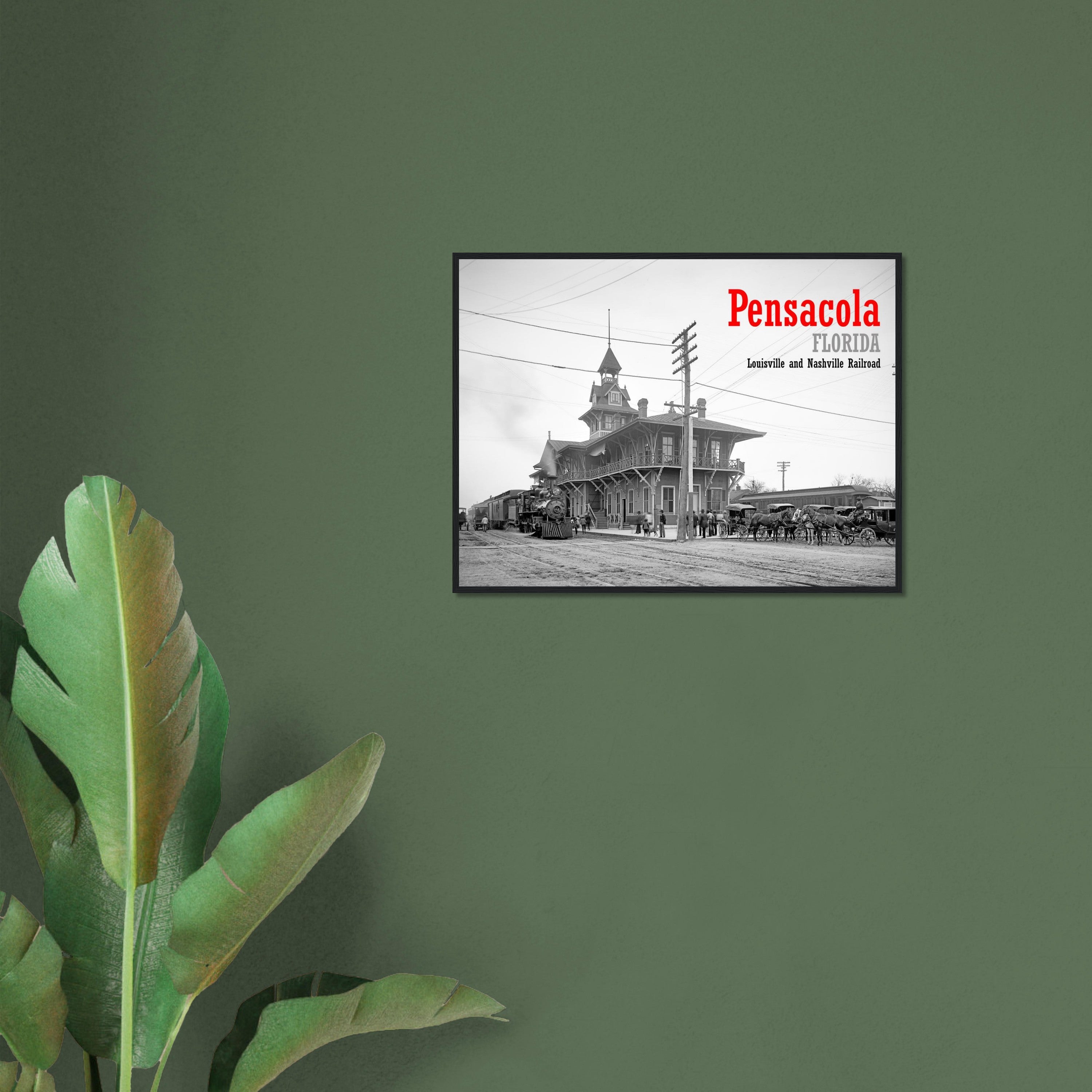 Pensacola, Florida, 1900 – Louisville and Nashville Railway Station - wooden framed posters