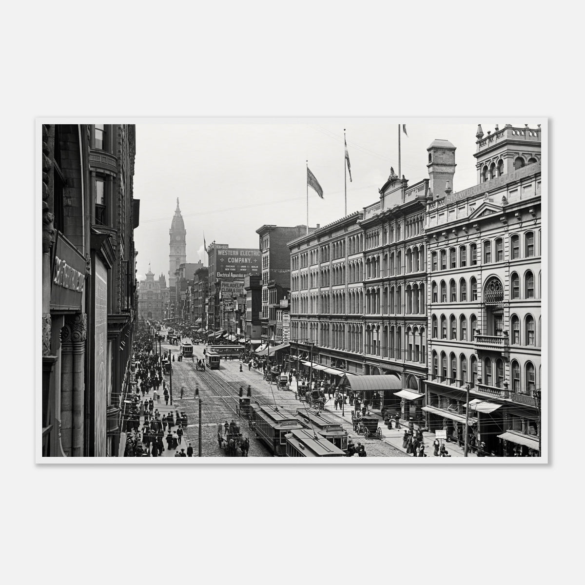 Philadelphia, Pennsylvania 1904 - Market Street - wooden framed posters