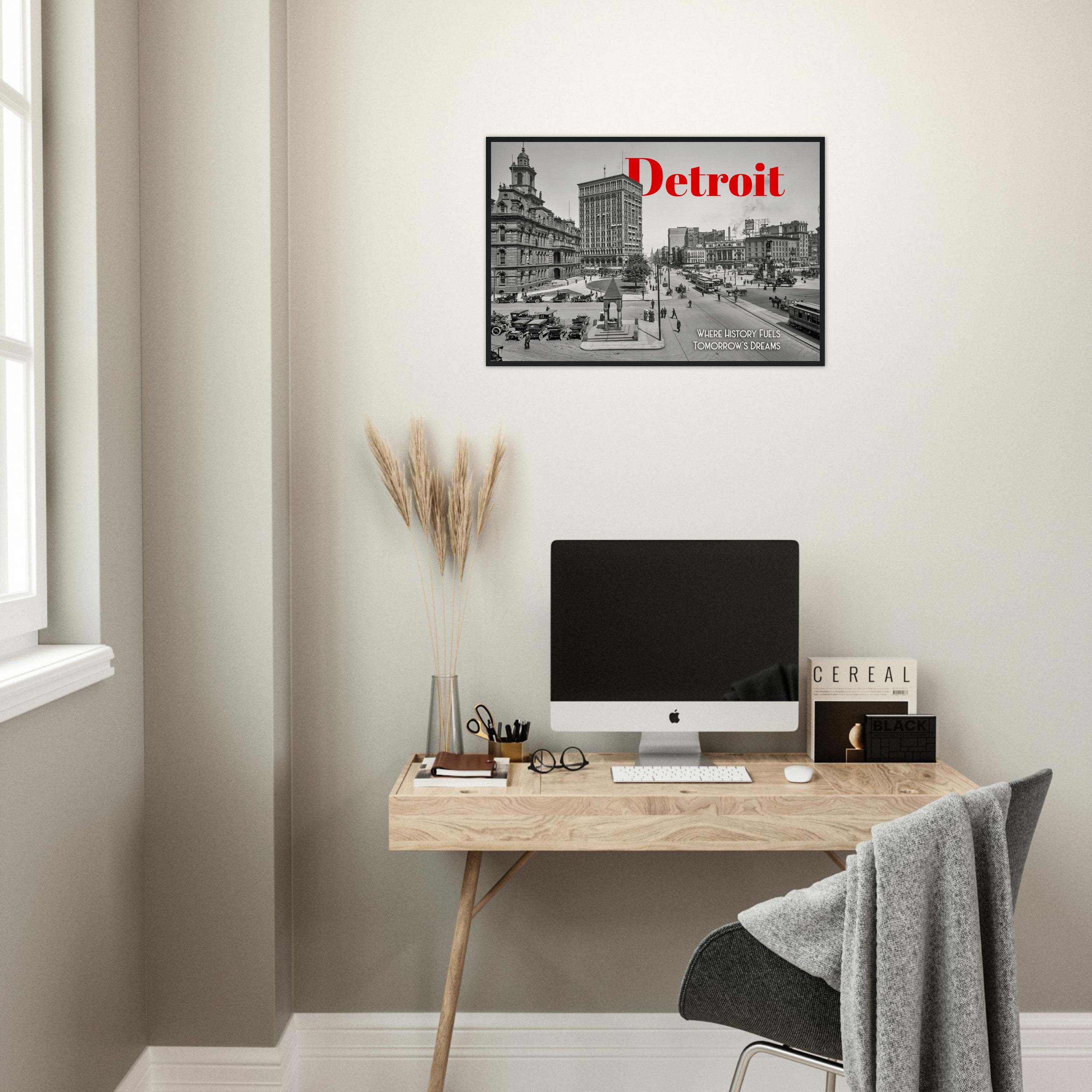 Detroit Campus Martius 1912 - wooden framed poster