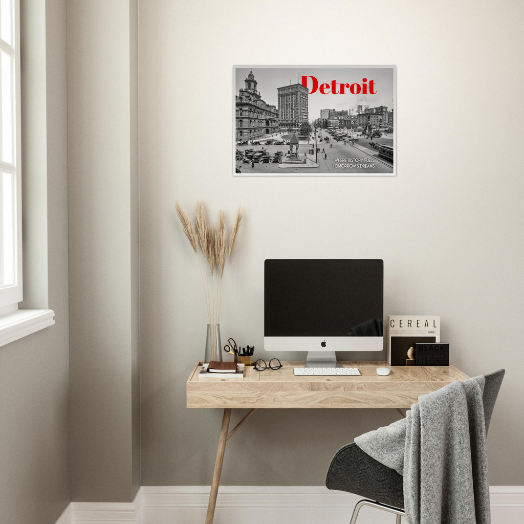 Detroit Campus Martius 1912 - wooden framed poster