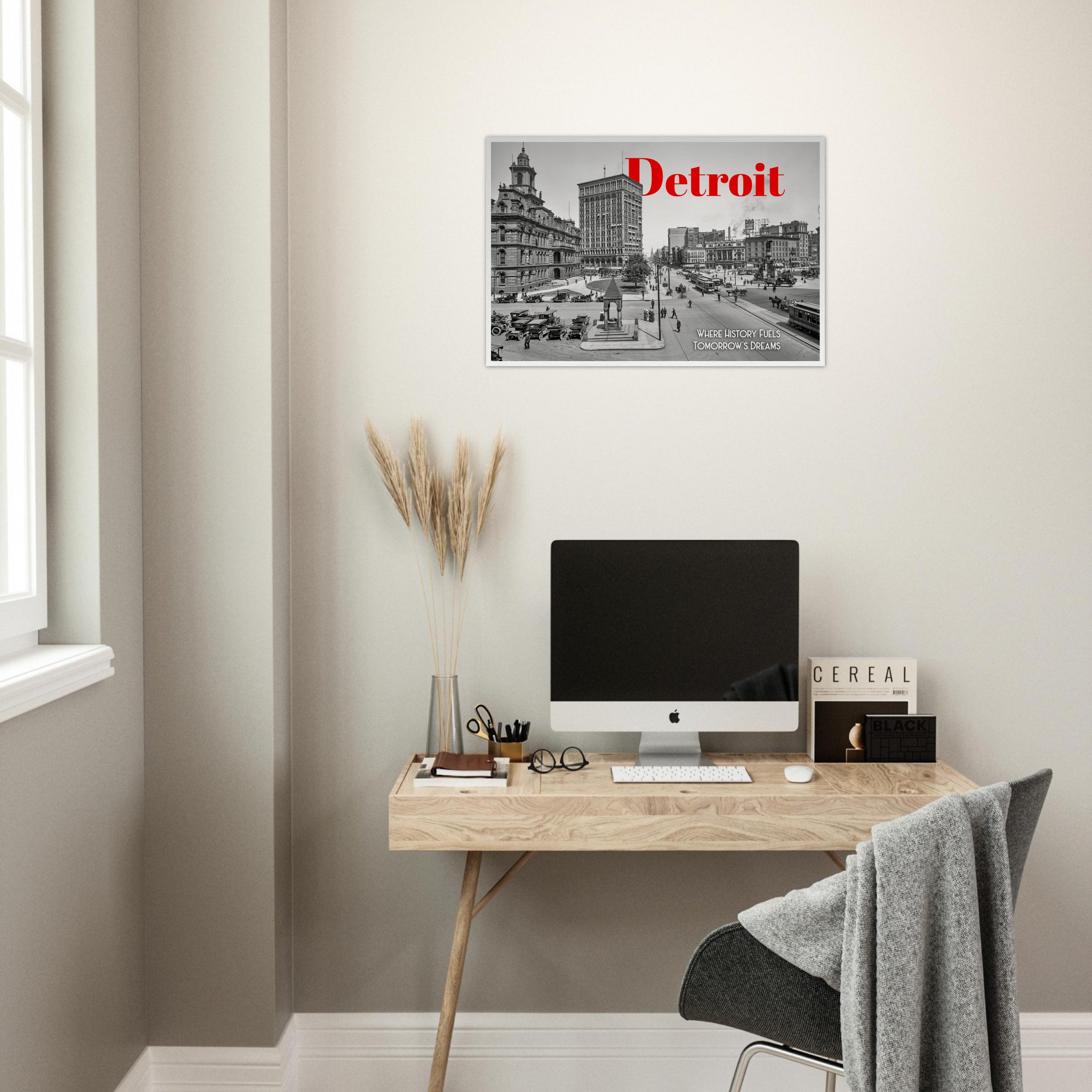 Detroit Campus Martius 1912 - wooden framed poster