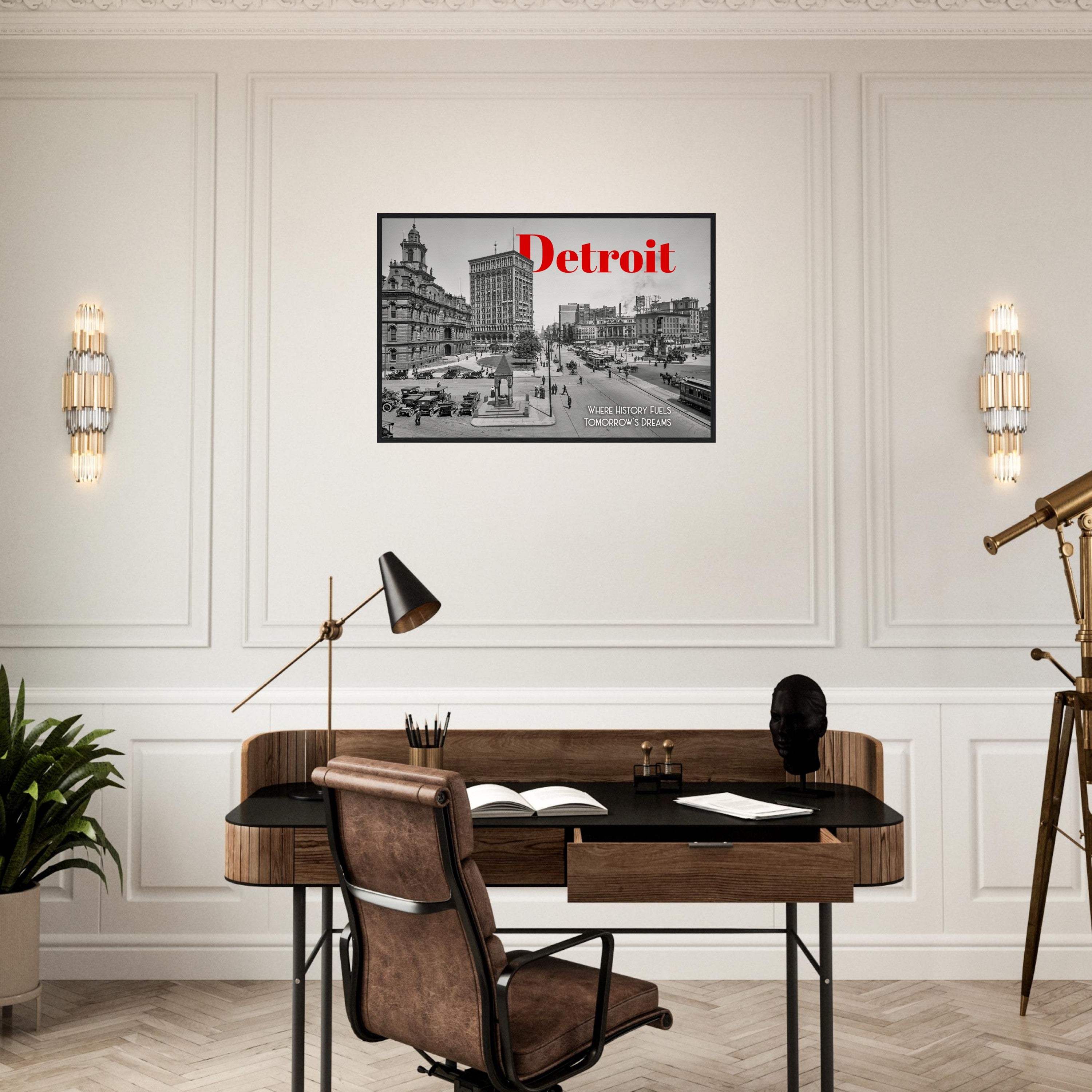 Detroit Campus Martius 1912 - wooden framed poster