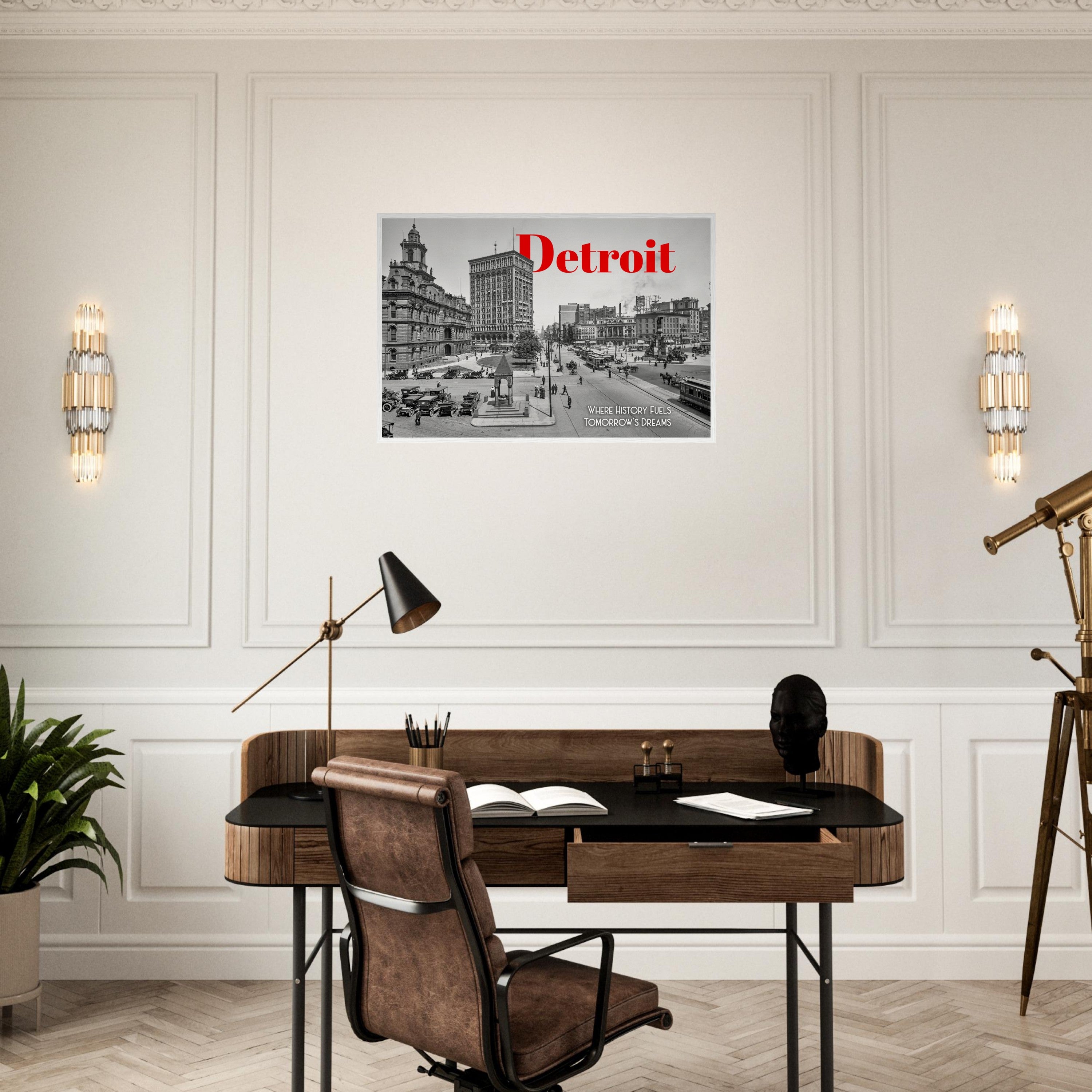 Detroit Campus Martius 1912 - wooden framed poster