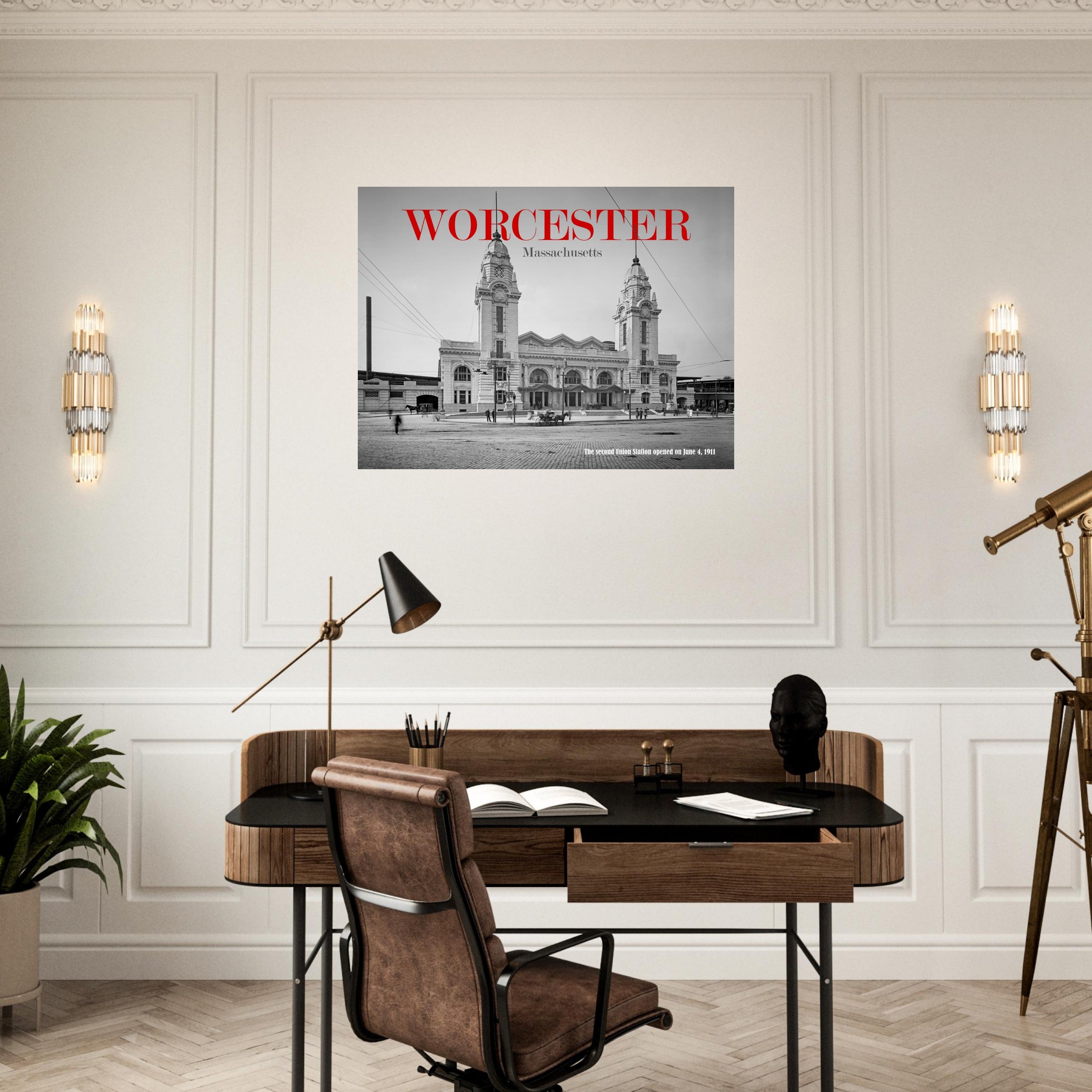 Worcester, Massachusetts - The second Union Station 1911 - Premium Matte Paper Poster