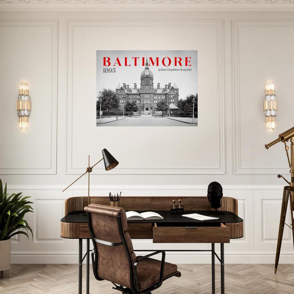Baltimore Maryland 1895 Johns Hopkins Hospital - Premium Matte Paper Poster