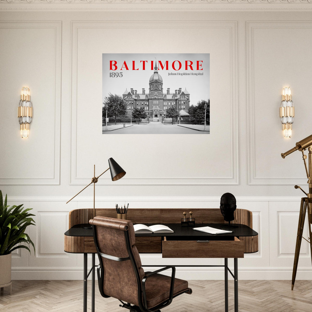 Baltimore Maryland 1895 Johns Hopkins Hospital - Premium Matte Paper Poster