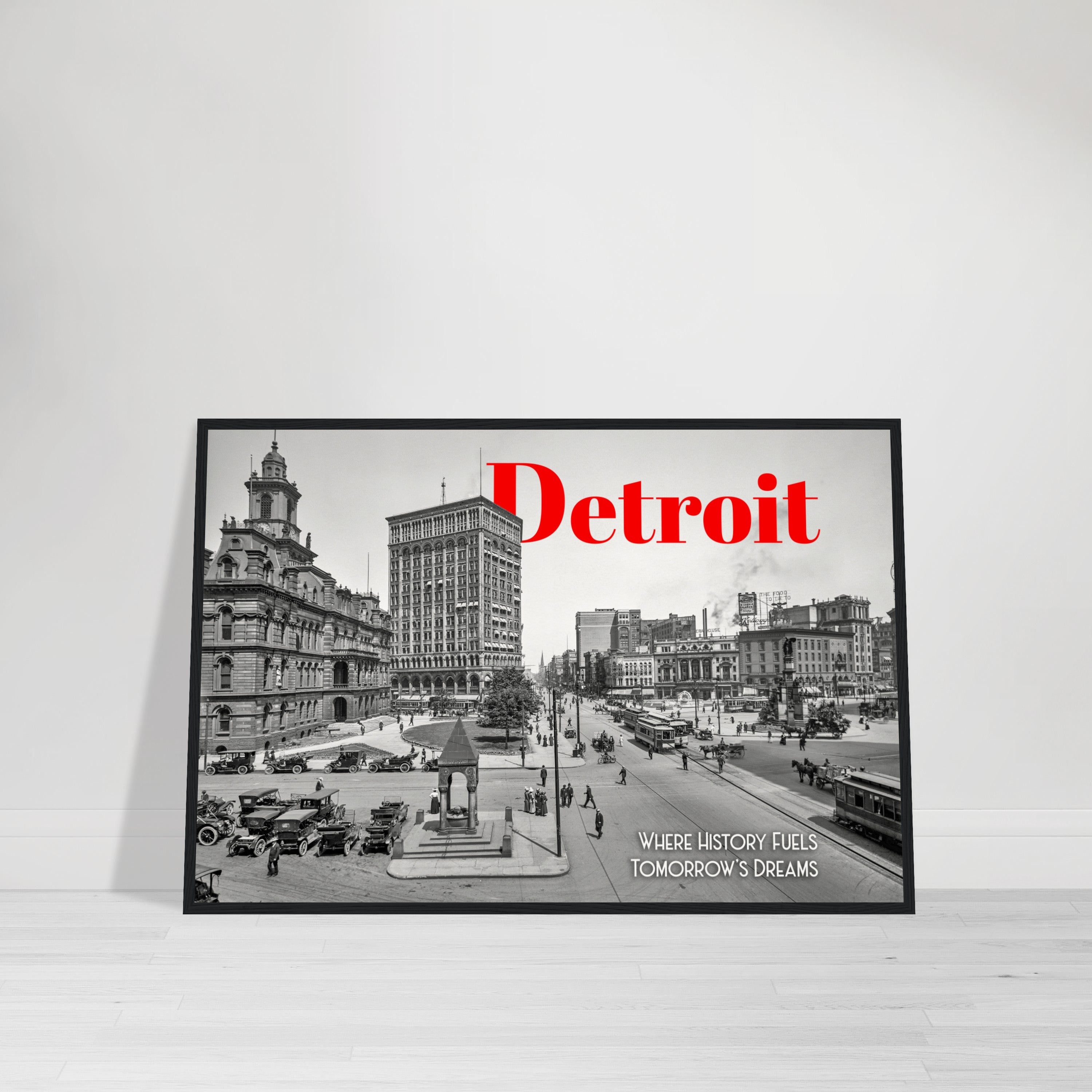 Detroit Campus Martius 1912 - wooden framed poster