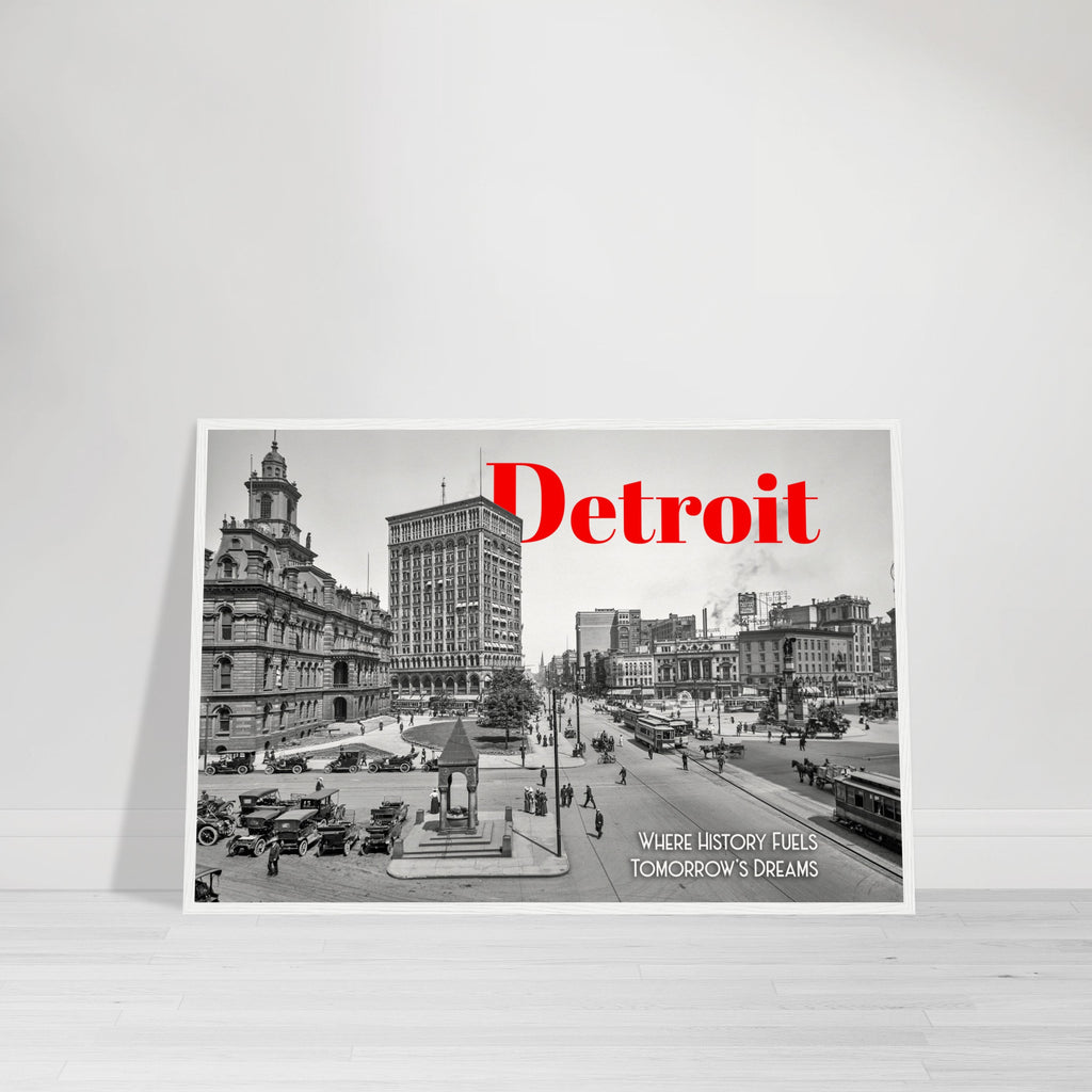 Detroit Campus Martius 1912 - wooden framed poster