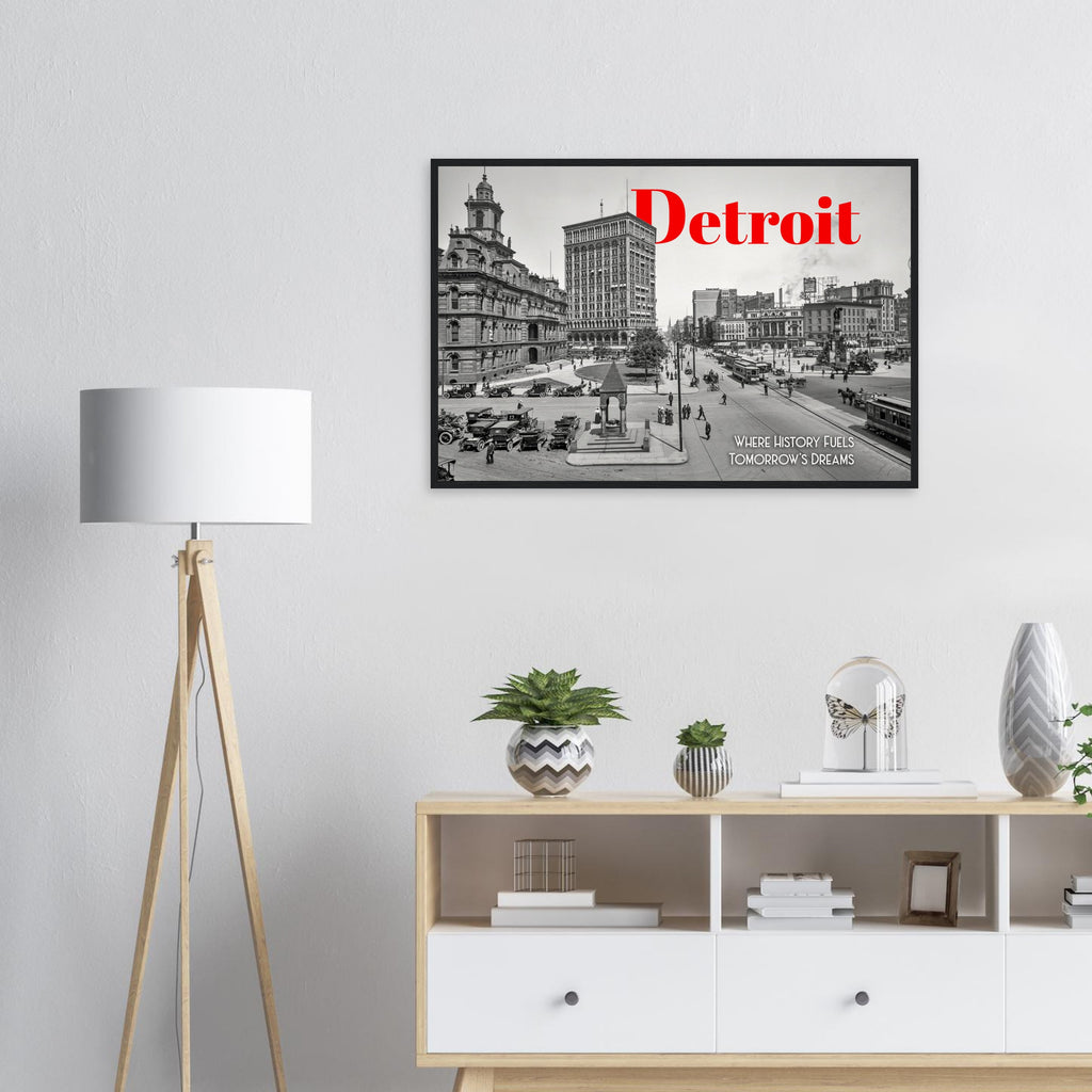 Detroit Campus Martius 1912 - wooden framed poster