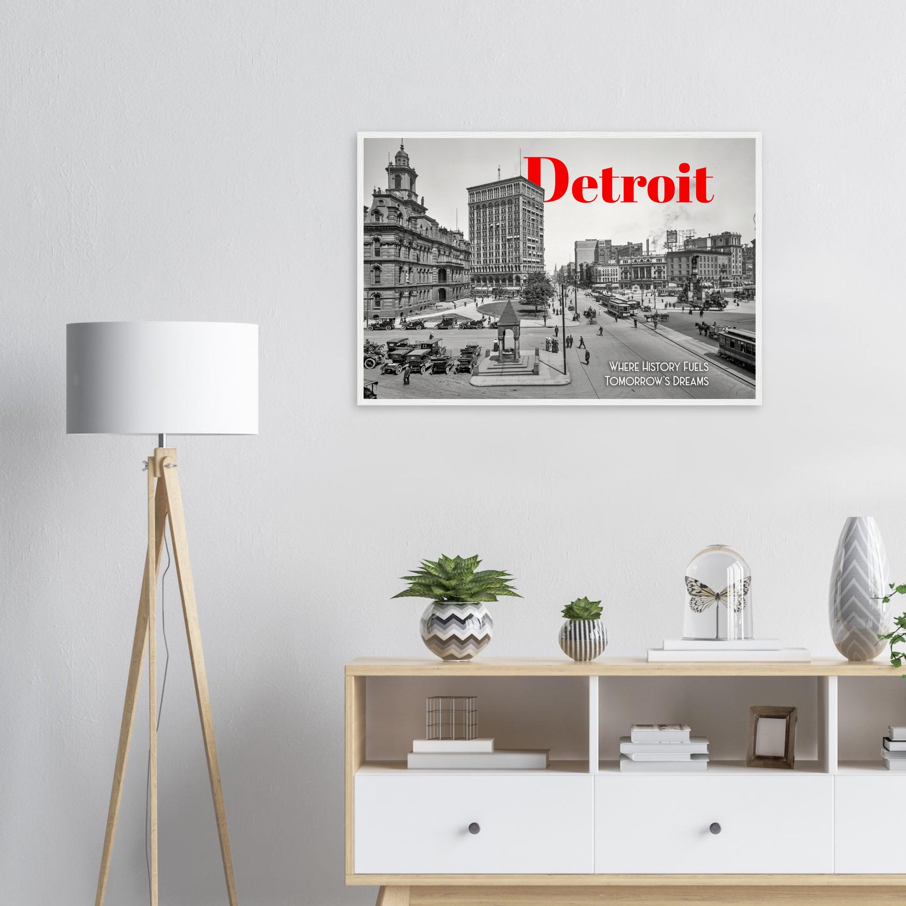 Detroit Campus Martius 1912 - wooden framed poster