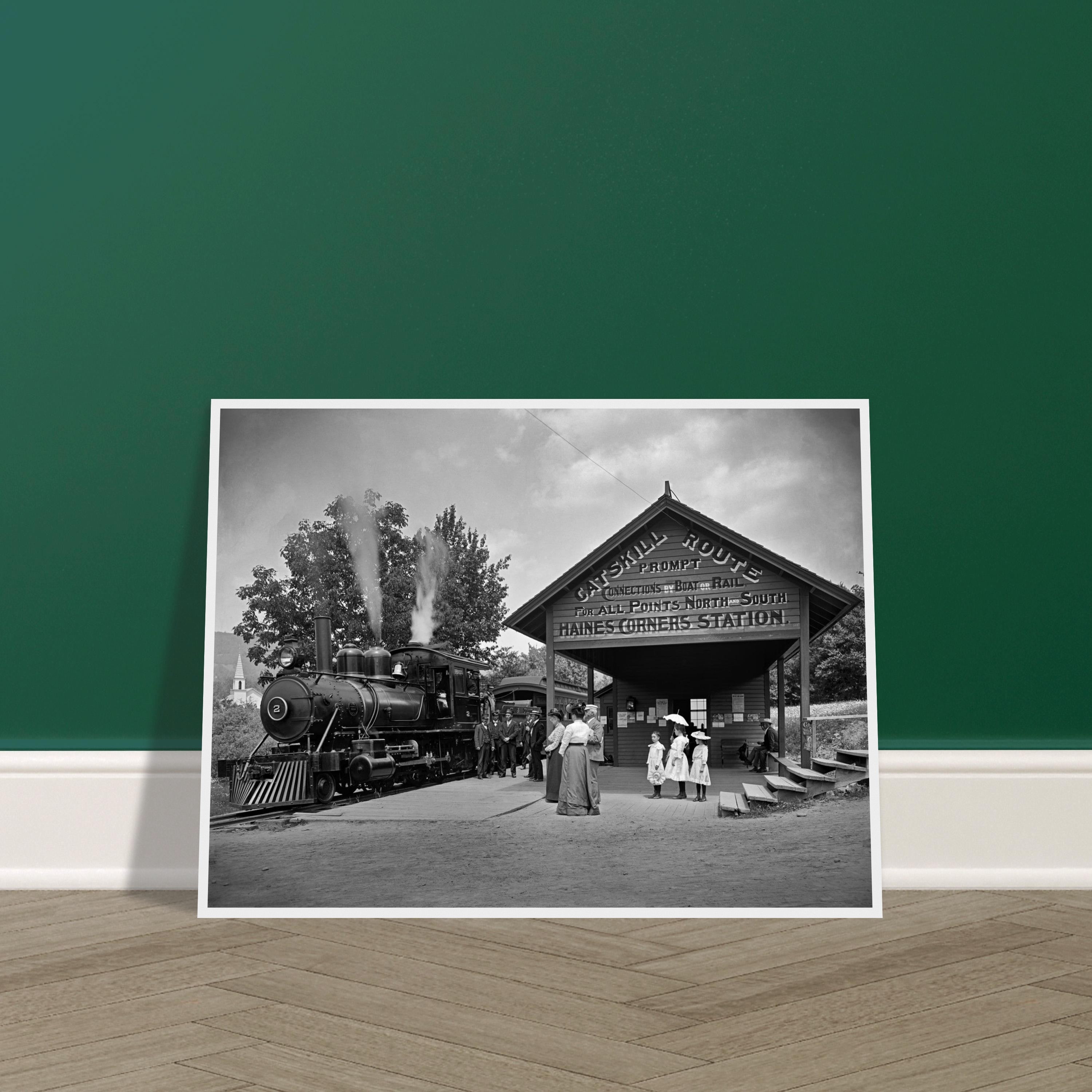 Railway Station at Haines Corners, Catskill Mountains - wooden framed posters