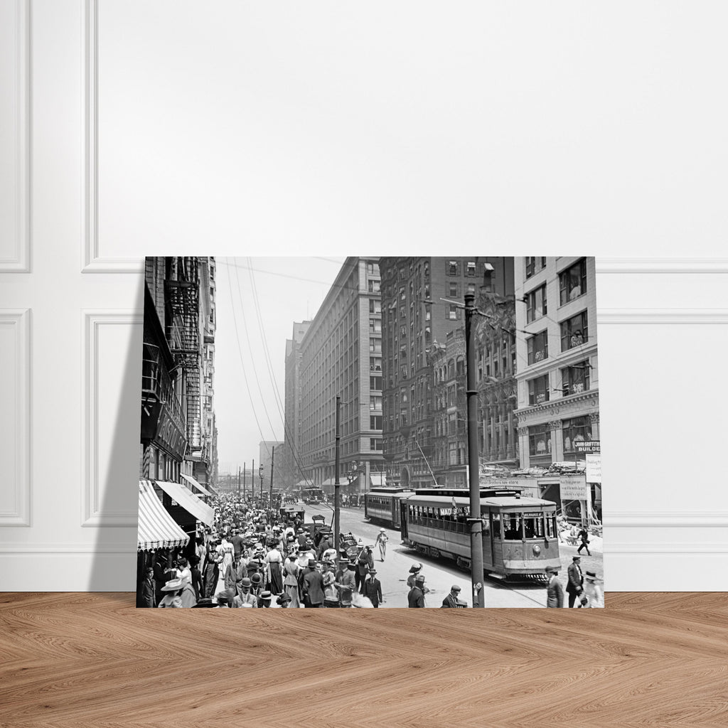 Chicago  - The busy crowd on State Street 1910 - Premium Matte Paper Poster