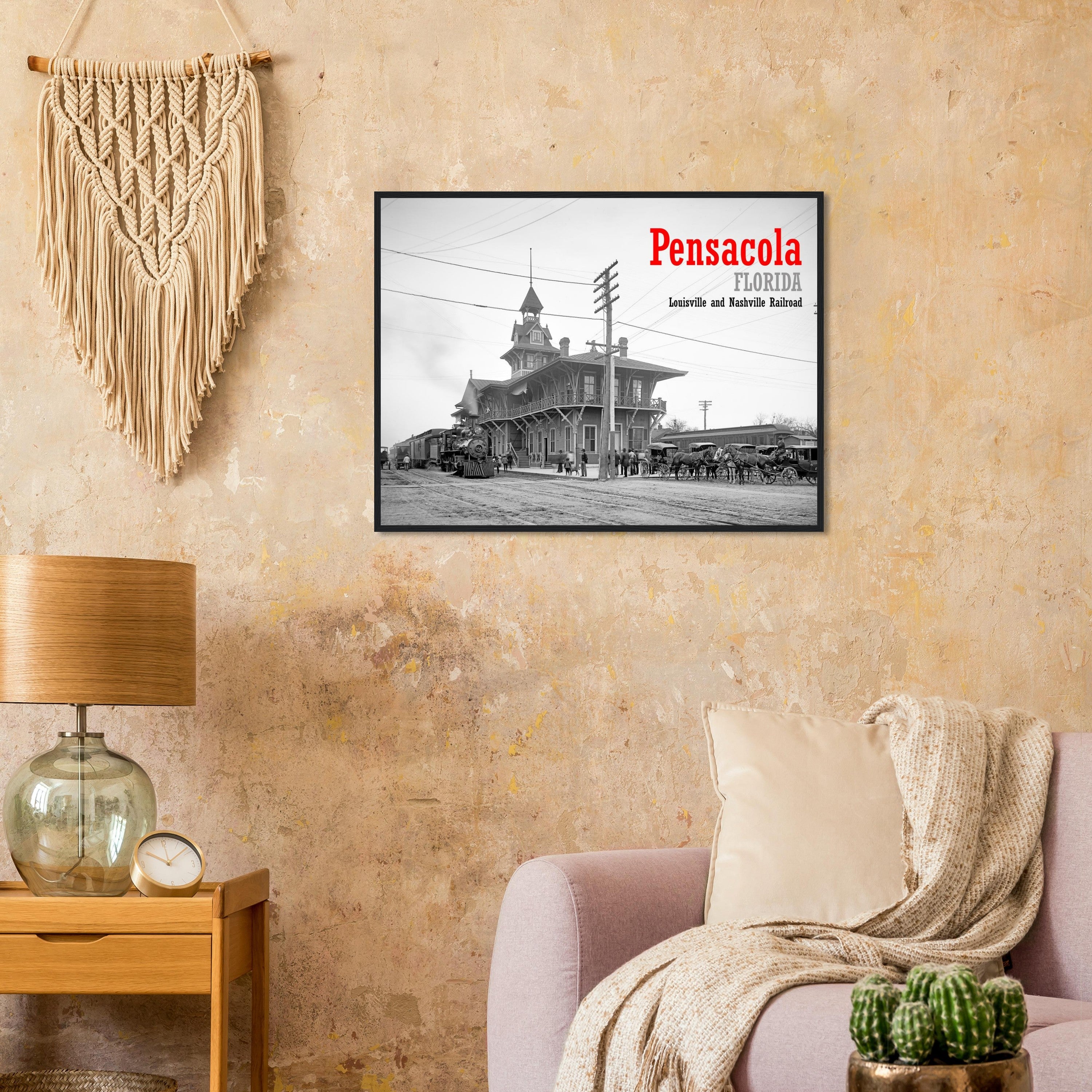 Pensacola, Florida, 1900 – Louisville and Nashville Railway Station - wooden framed posters
