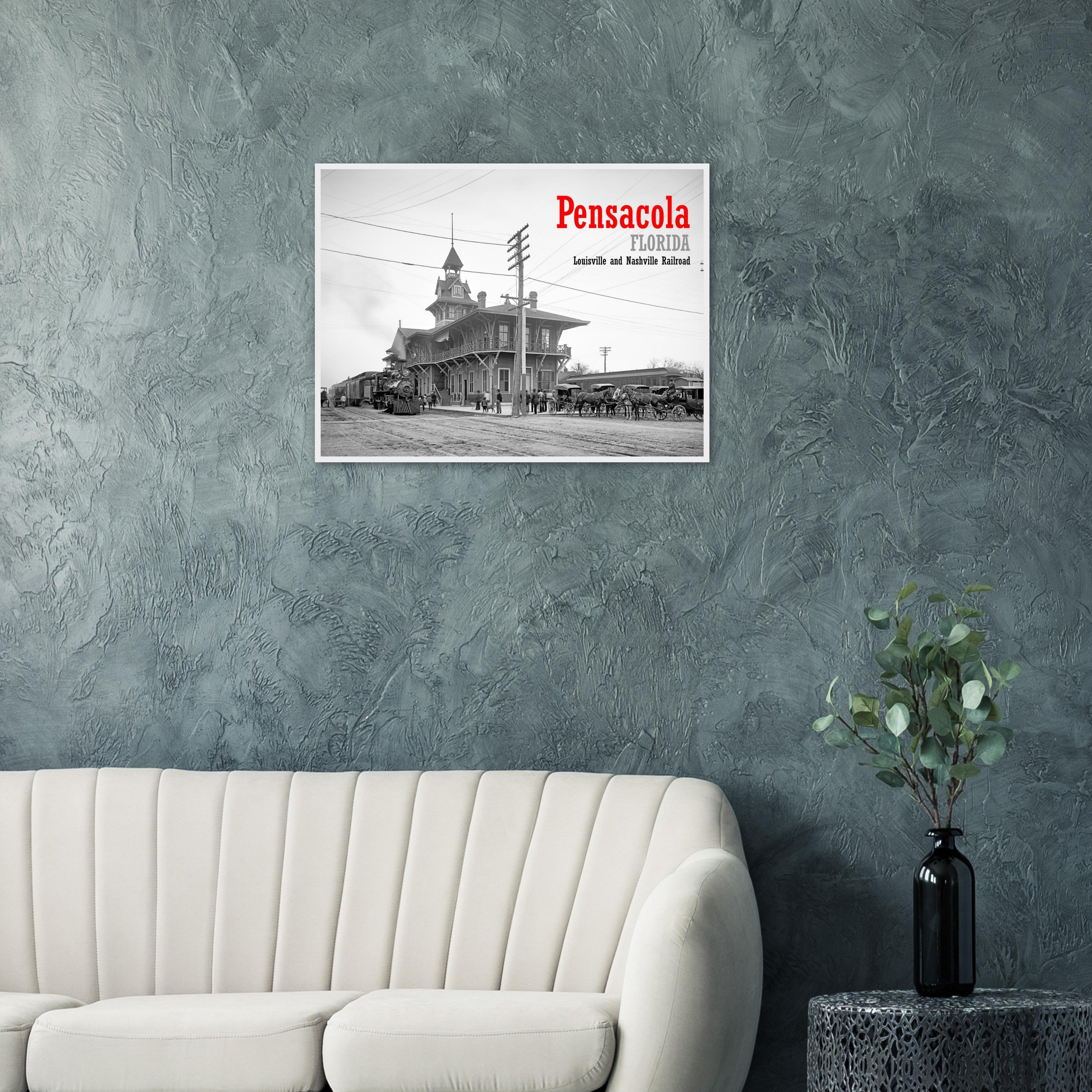 Pensacola, Florida, 1900 – Louisville and Nashville Railway Station - wooden framed posters