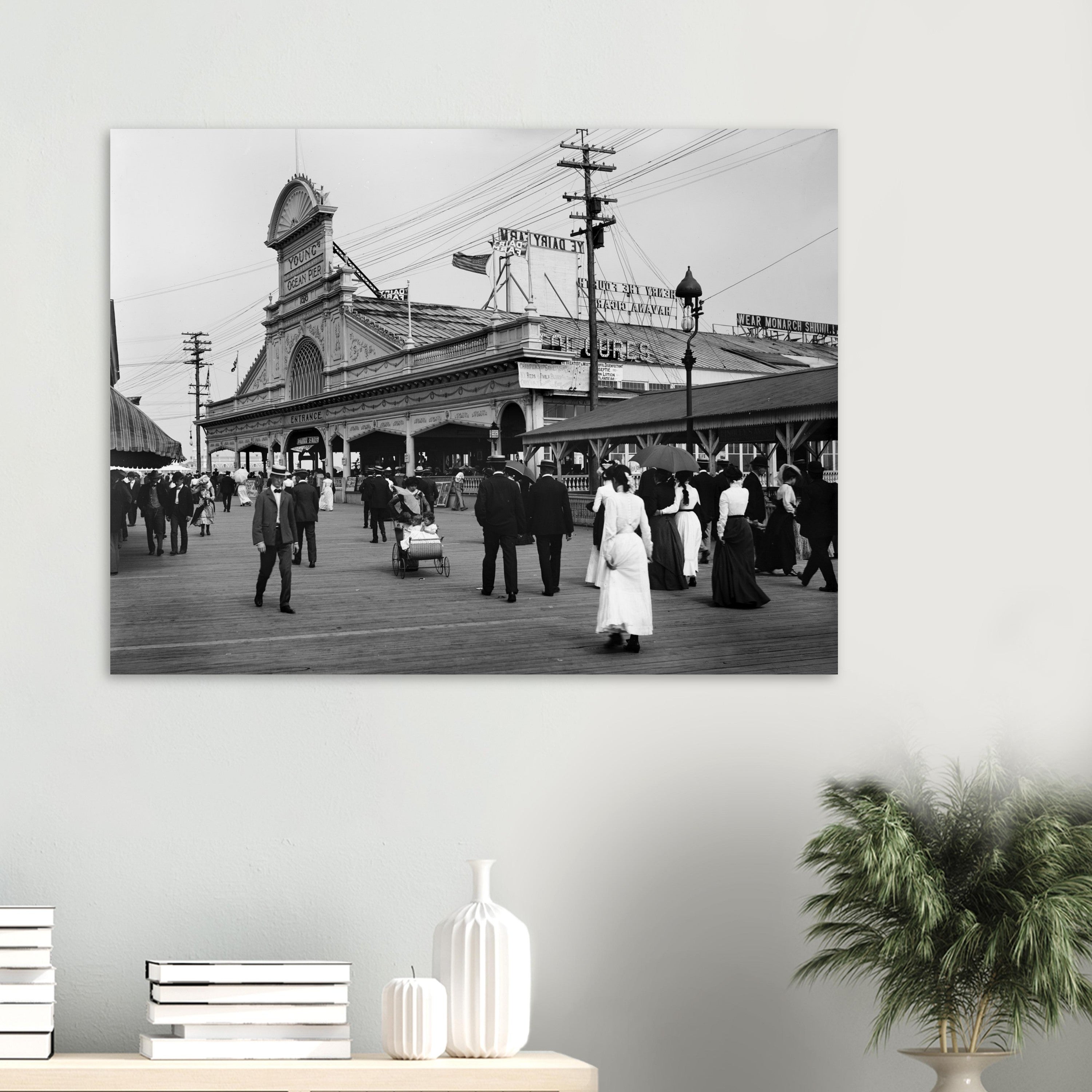 Atlantic City, New Jersey, Entrance to Young's Pier 1900 - Premium Matte Paper Poster