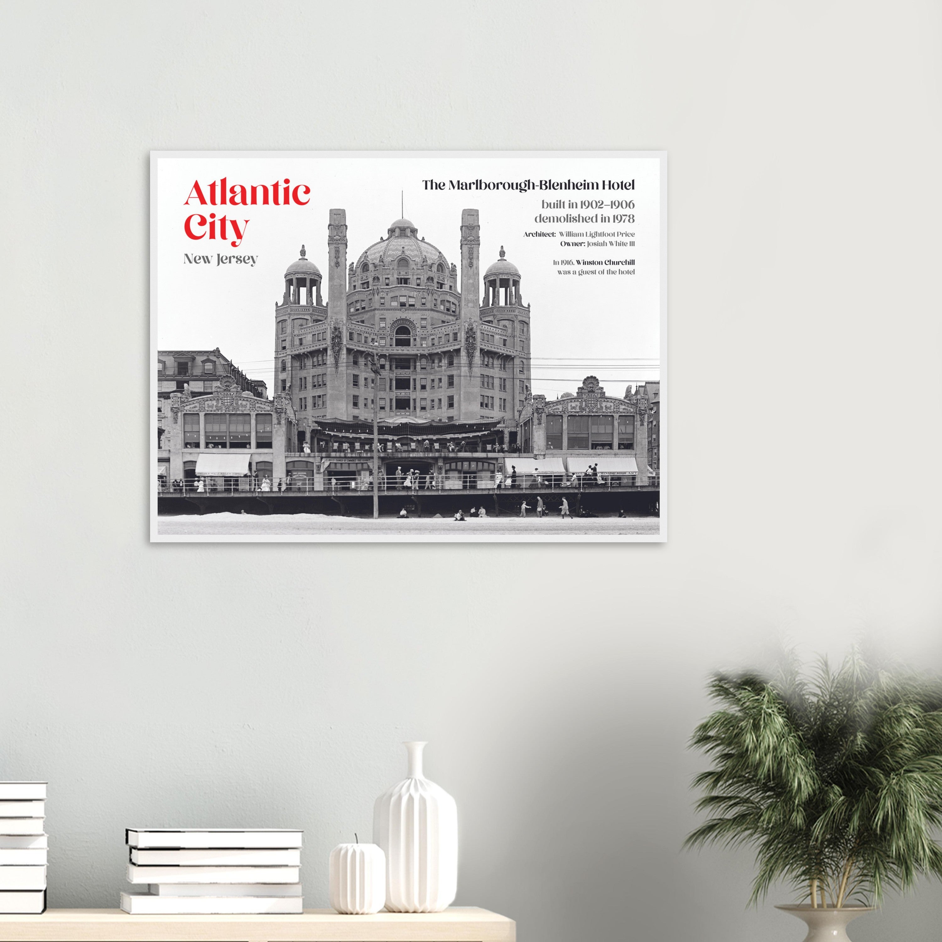 Atlantic City New Jersey 1900 The Marlborough-Blenheim Hotel - wooden framed posters