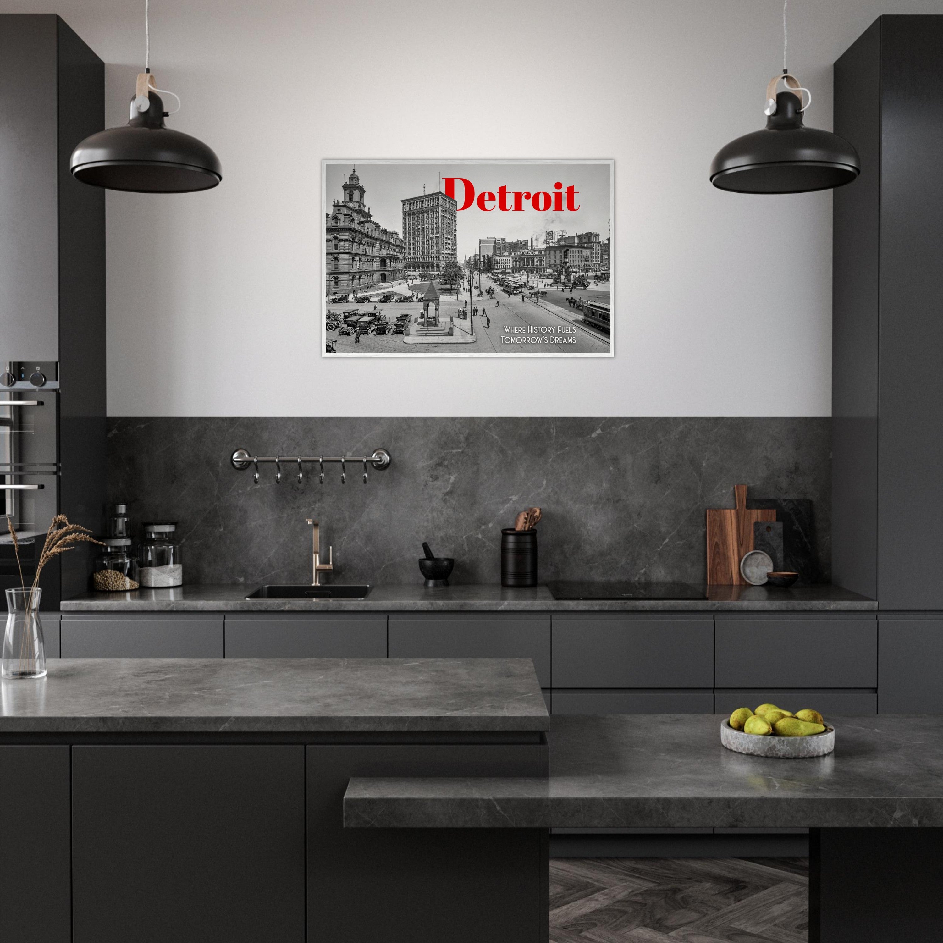 Detroit Campus Martius 1912 - wooden framed poster