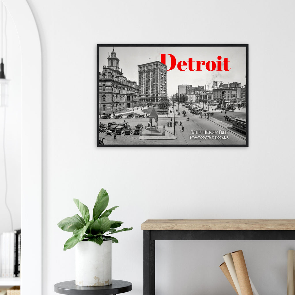 Detroit Campus Martius 1912 - wooden framed poster