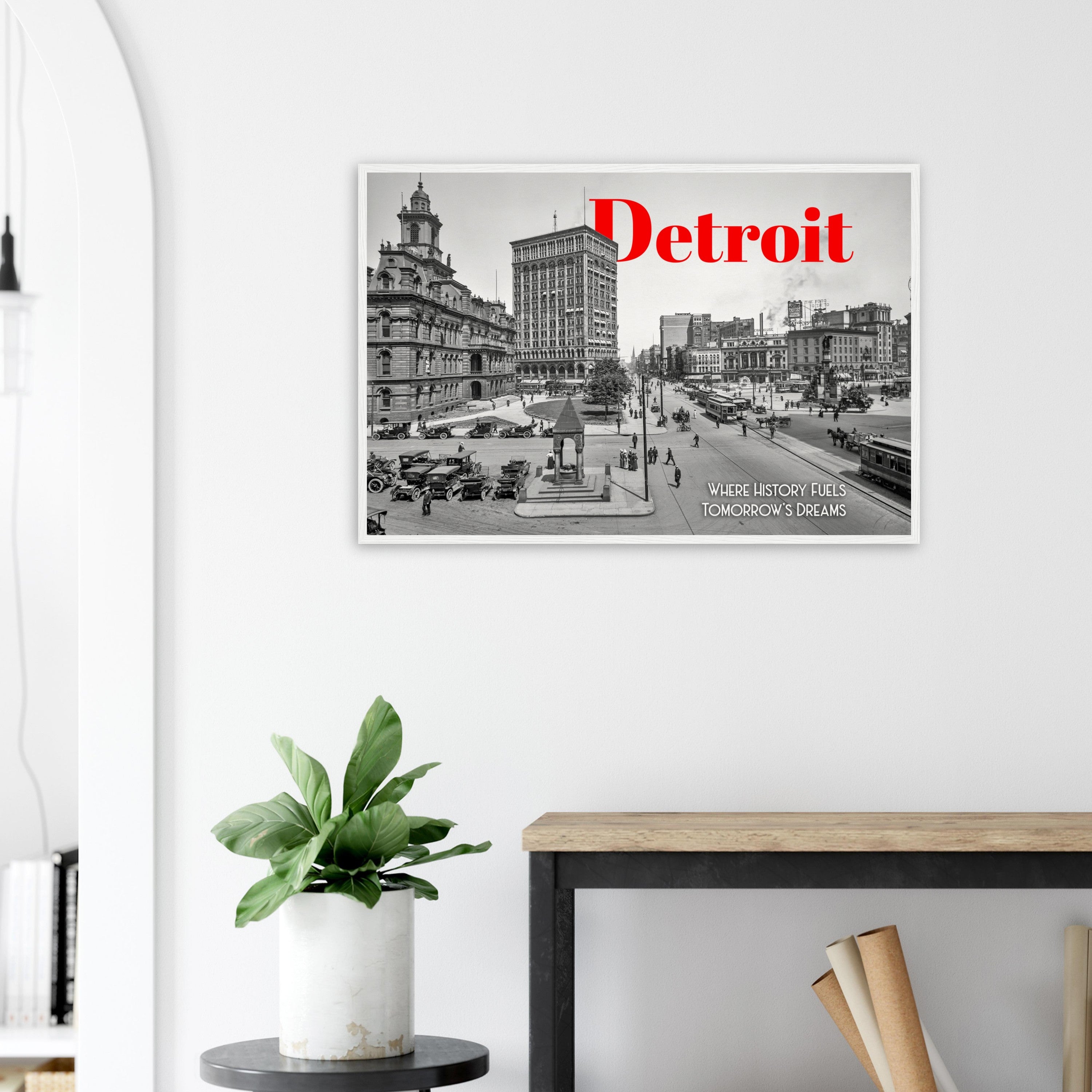 Detroit Campus Martius 1912 - wooden framed poster