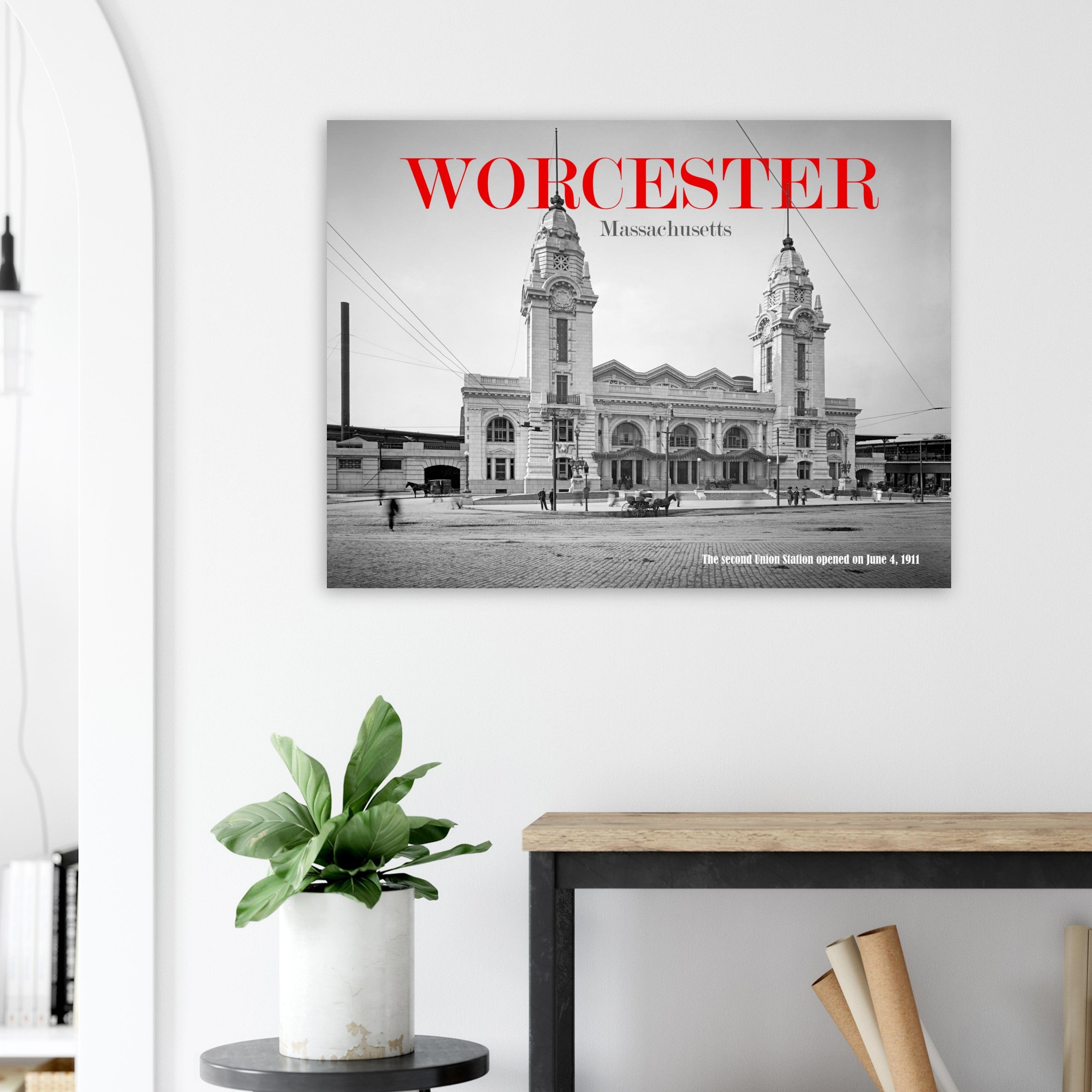 Worcester, Massachusetts - The second Union Station 1911 - Premium Matte Paper Poster