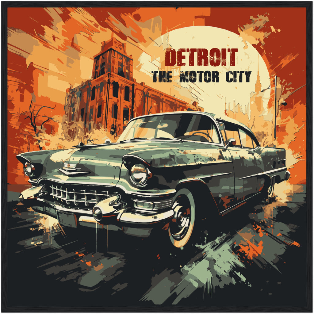 Detroit - The Motor City, Cadillac -  framed poster