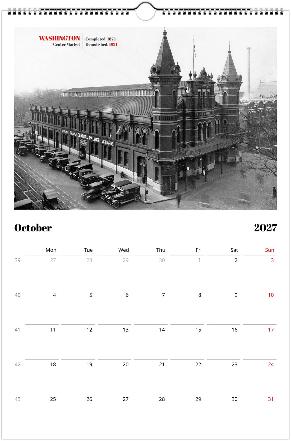 America’s Lost Landmarks - Wall calendar 2027 for architects and historians