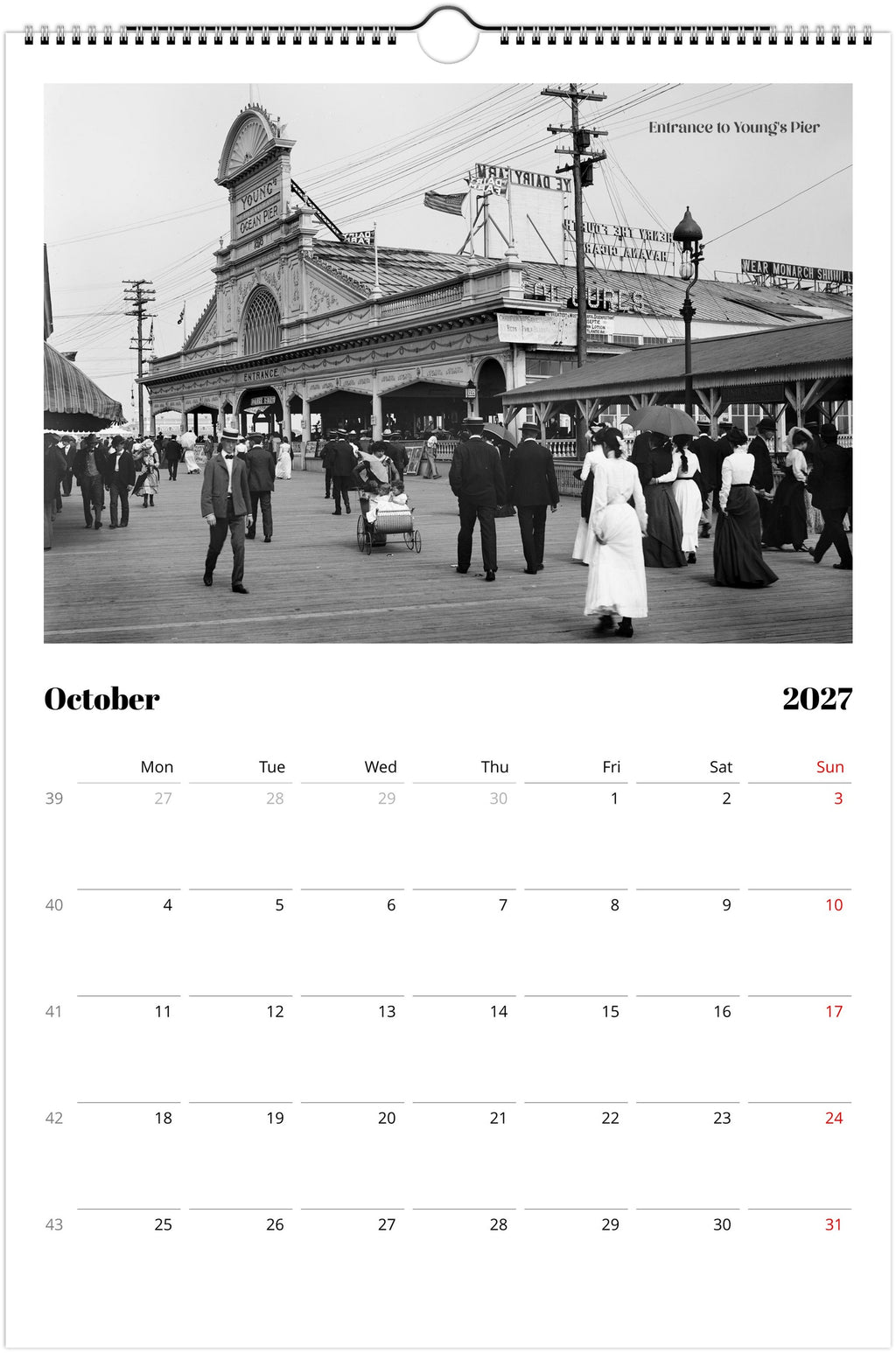 Historic Atlantic City amazing vintage Wall calendar 2027