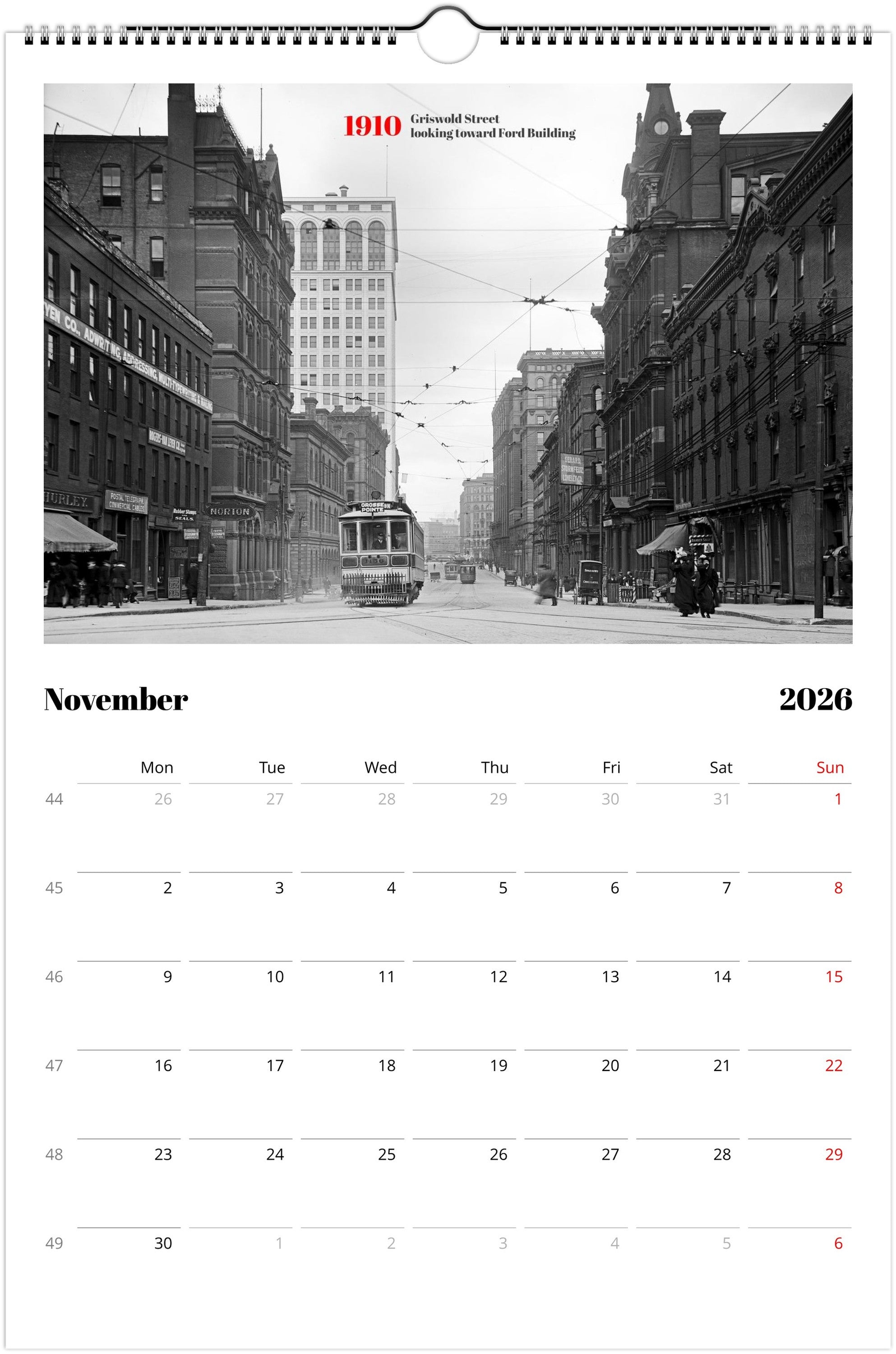 Historic Detroit - 2026 Wall Calendar