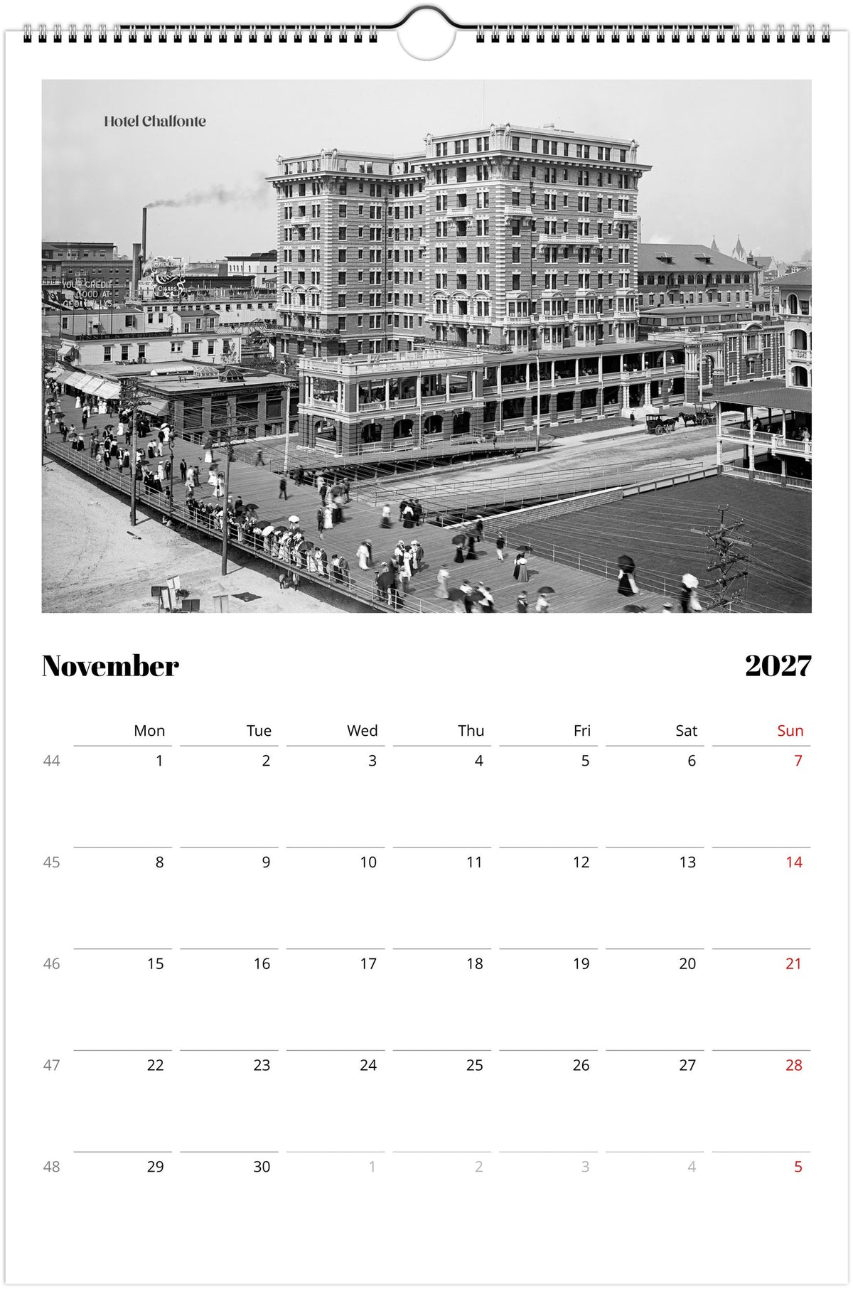 Historic Atlantic City amazing vintage Wall calendar 2027