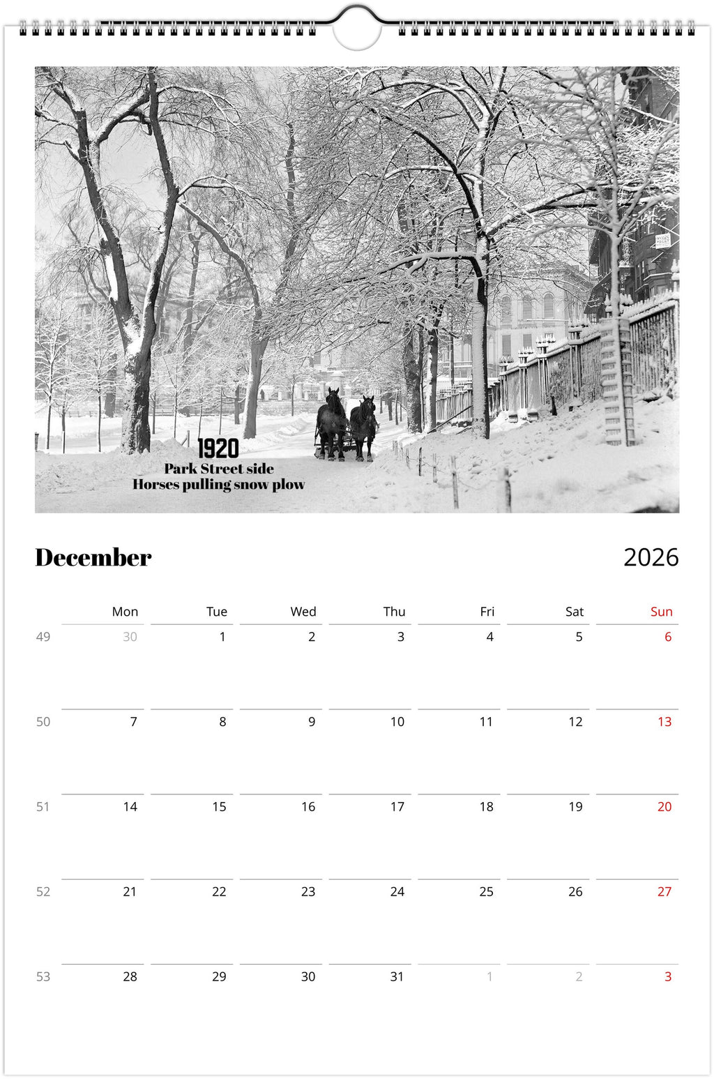 Historic Boston - 2026 Wall Calendar