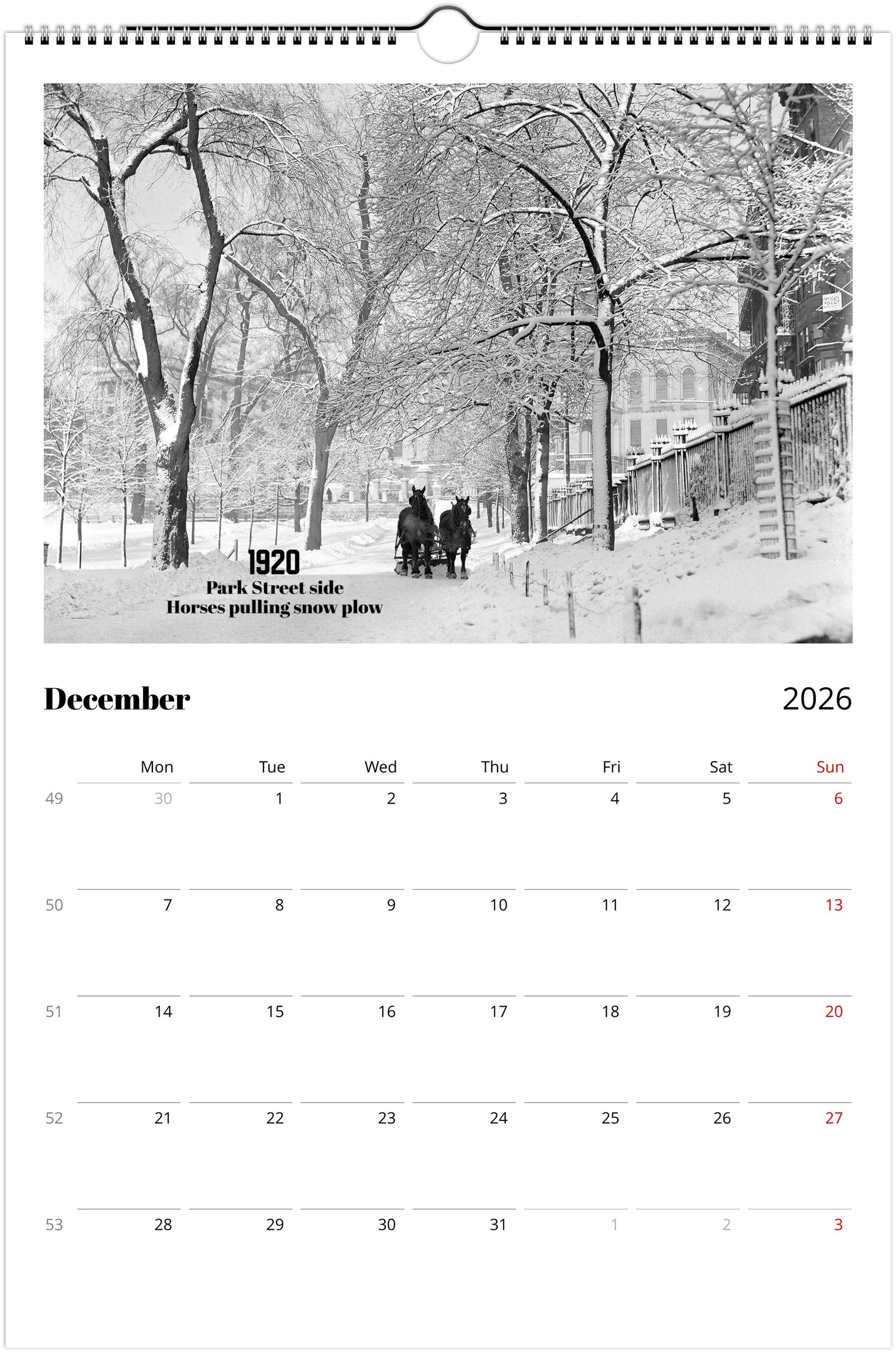 Historic Boston - 2026 Wall Calendar