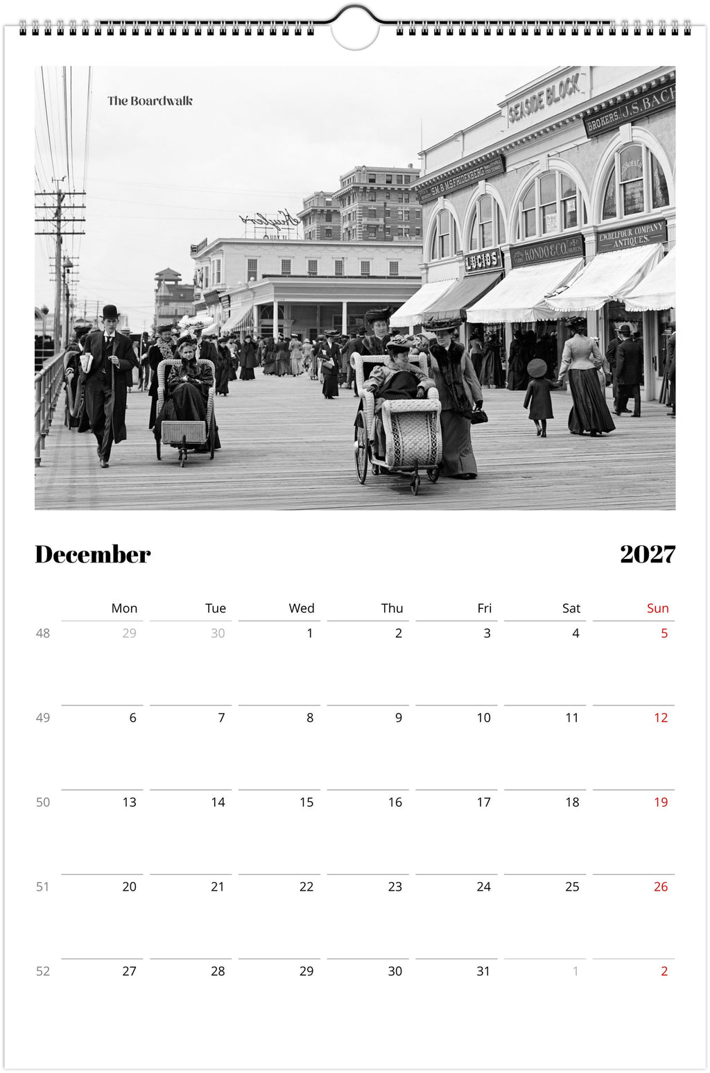 Historic Atlantic City amazing vintage Wall calendar 2027