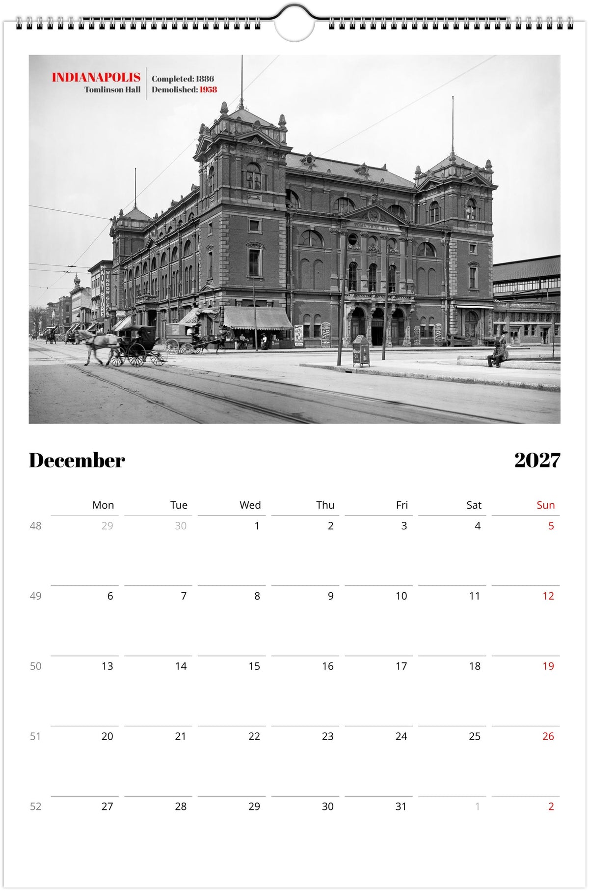 America’s Lost Landmarks - Wall calendar 2027 for architects and historians