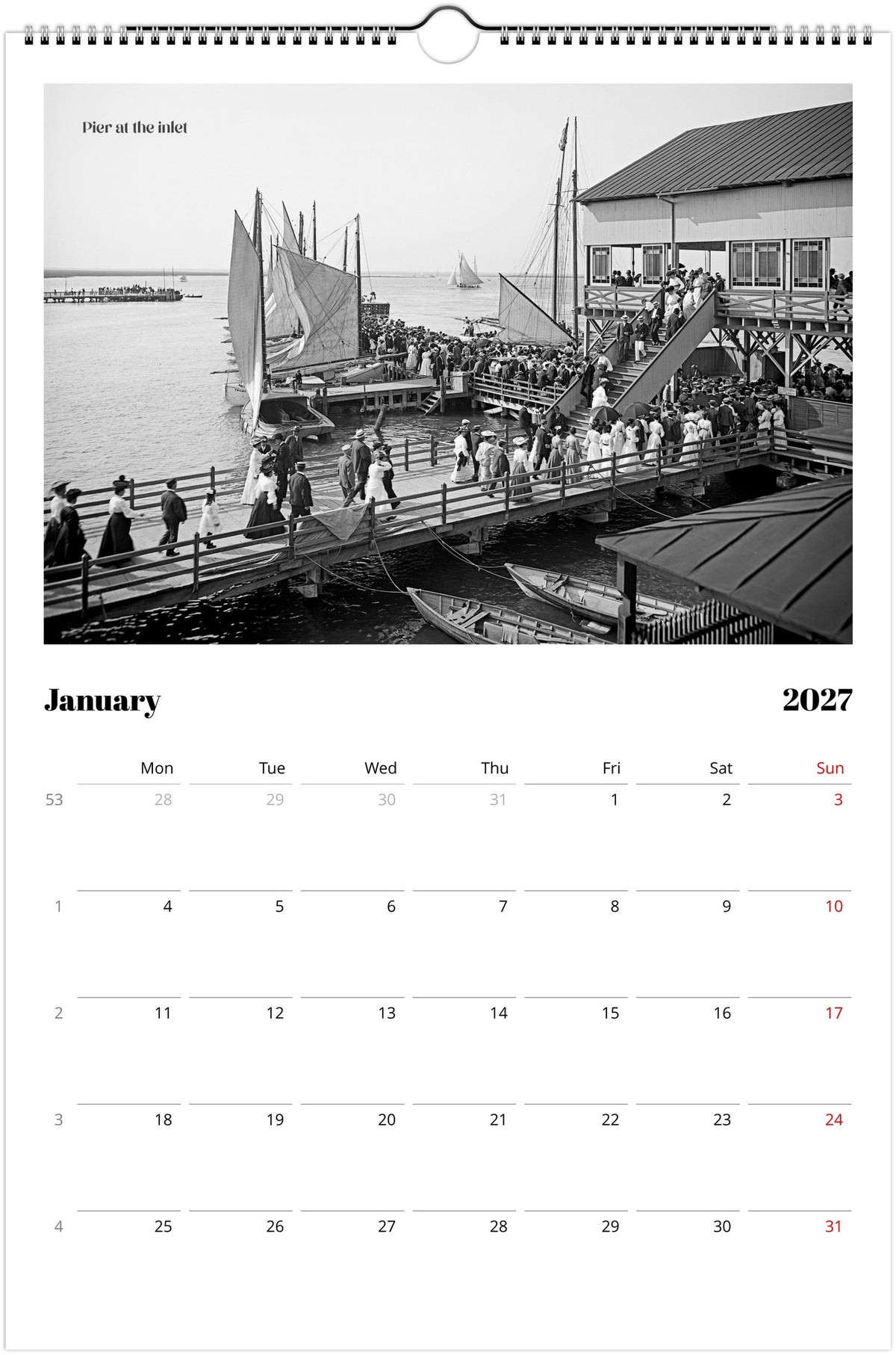 Historic Atlantic City amazing vintage Wall calendar 2027