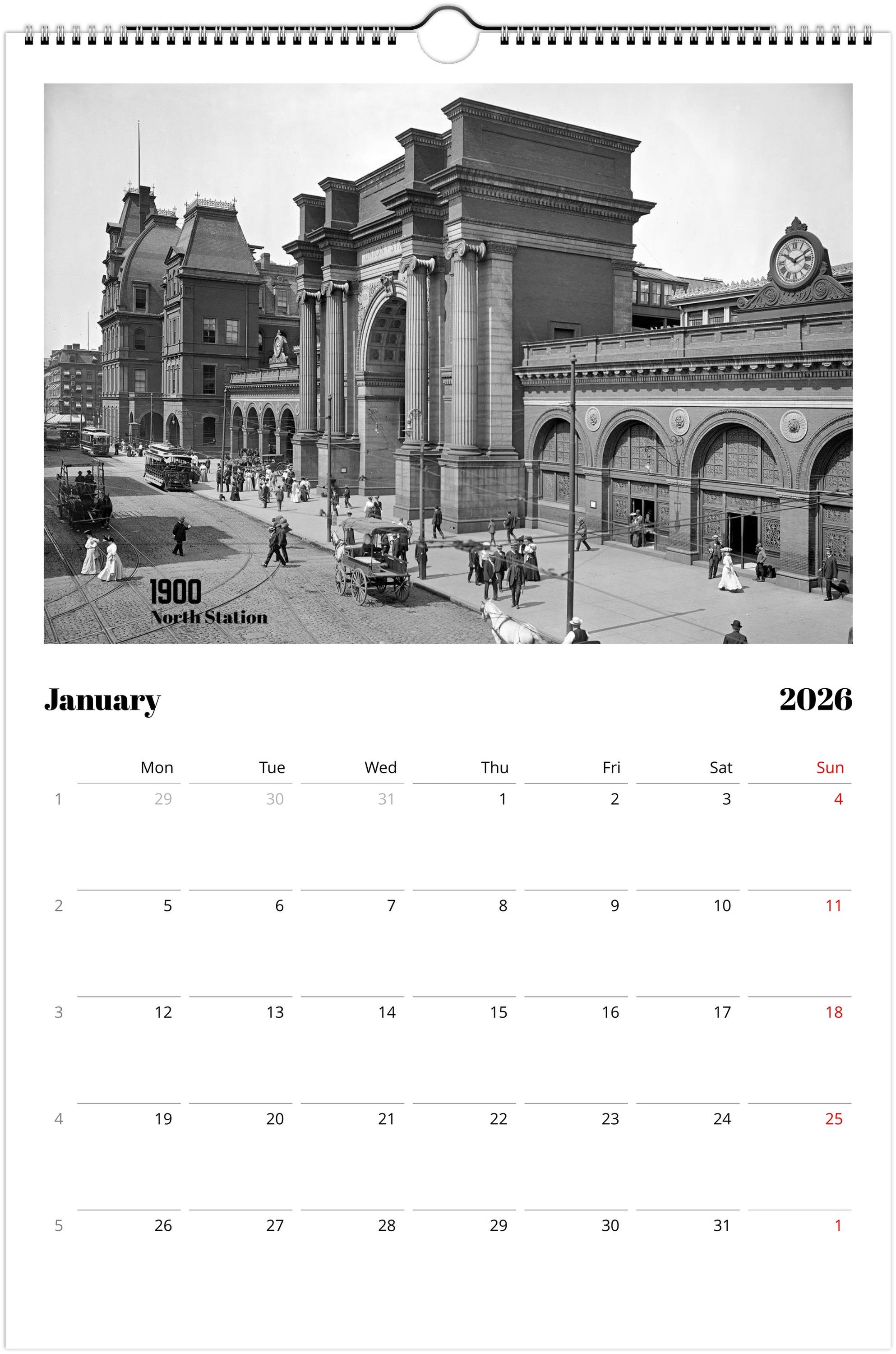 Historic Boston - 2026 Wall Calendar