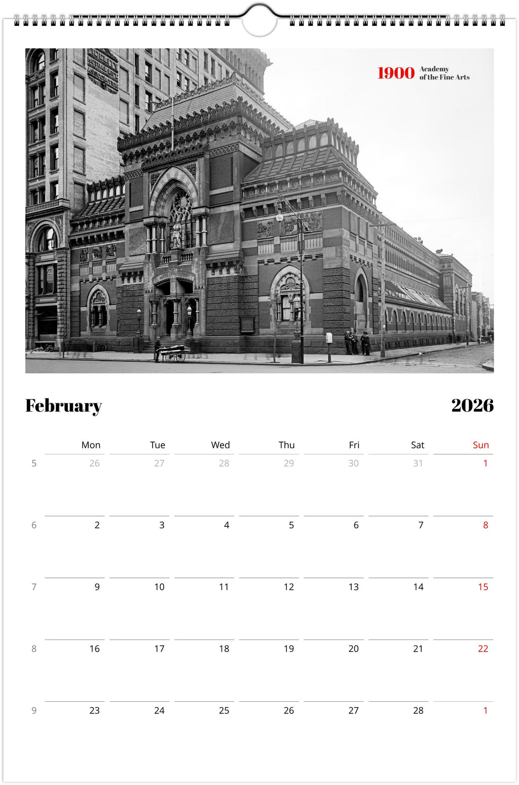 Historic Philadelphia - 2026 Wall Calendar